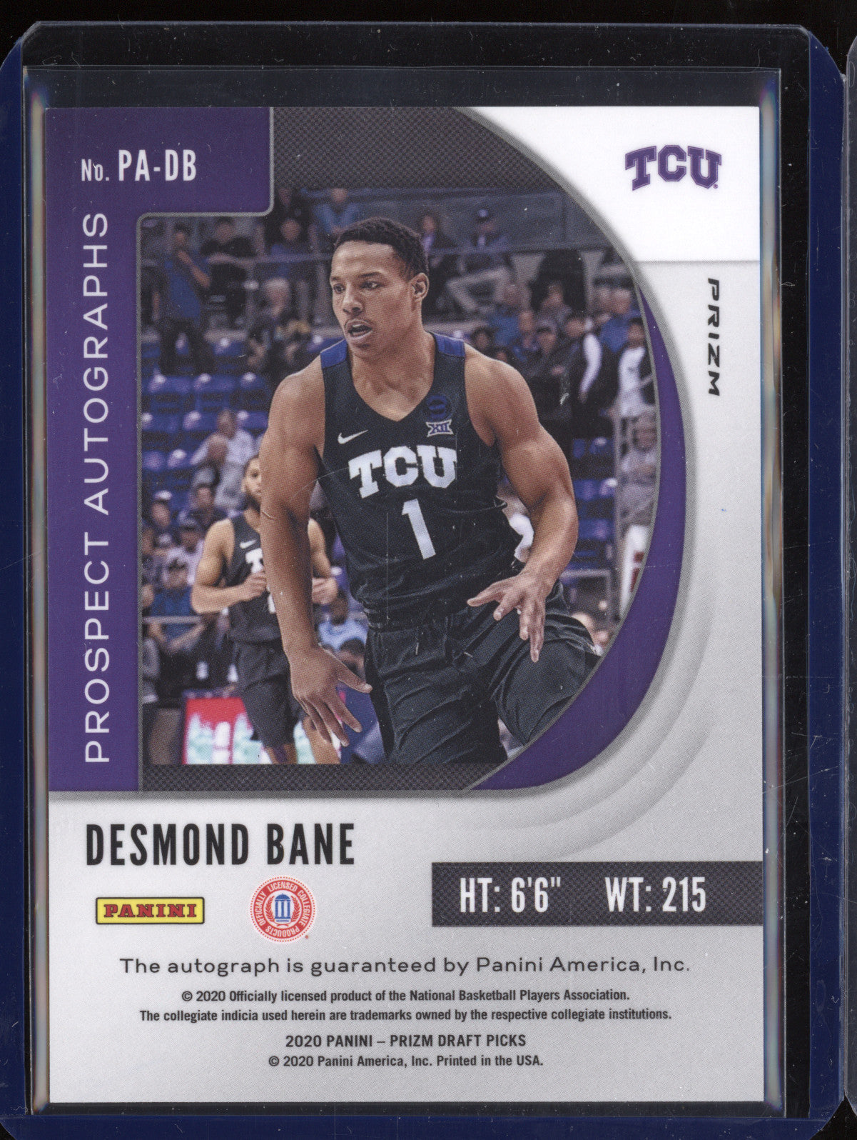 Desmond Bane 2020 Panini Prizm Draft Picks PA-DB Prospect Autographs Green RC