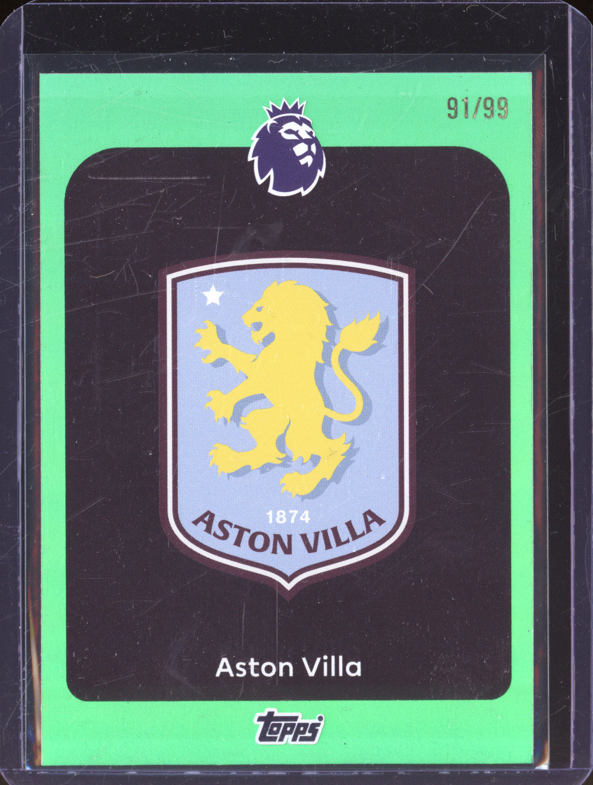 Aston Villa 2025-26 Topps Premier League 19 Team Badge Green 91/99