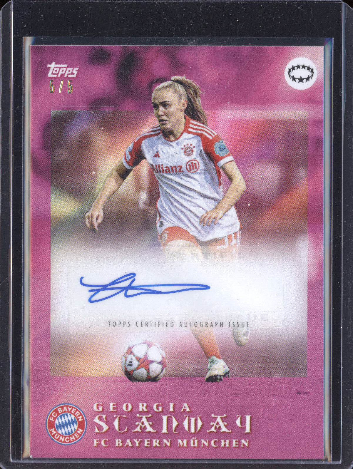 Georgia Stanway 2023-24 Topps Aitana Bonmati Platinum Playmakers Auto Pink 5/5