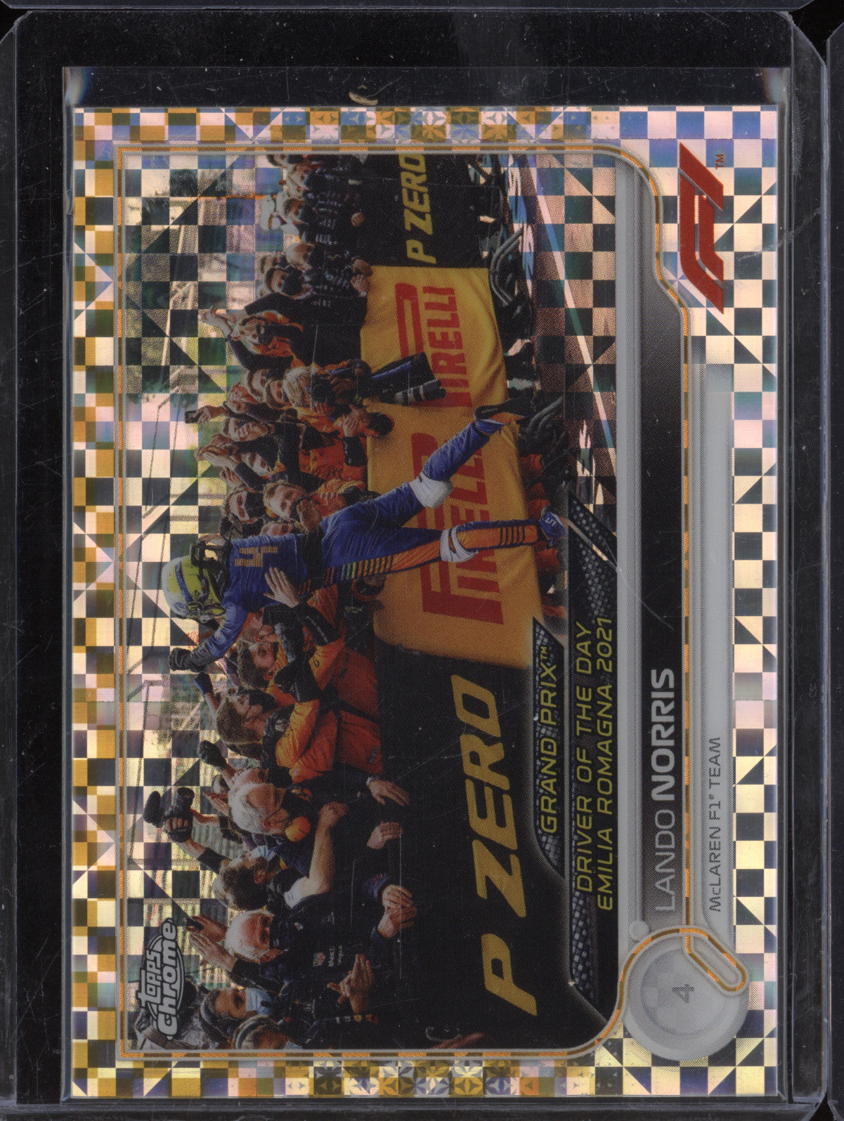 Lando Norris 2022 Topps Chrome 174 Checkered Flag Gold X-fractor 9/50