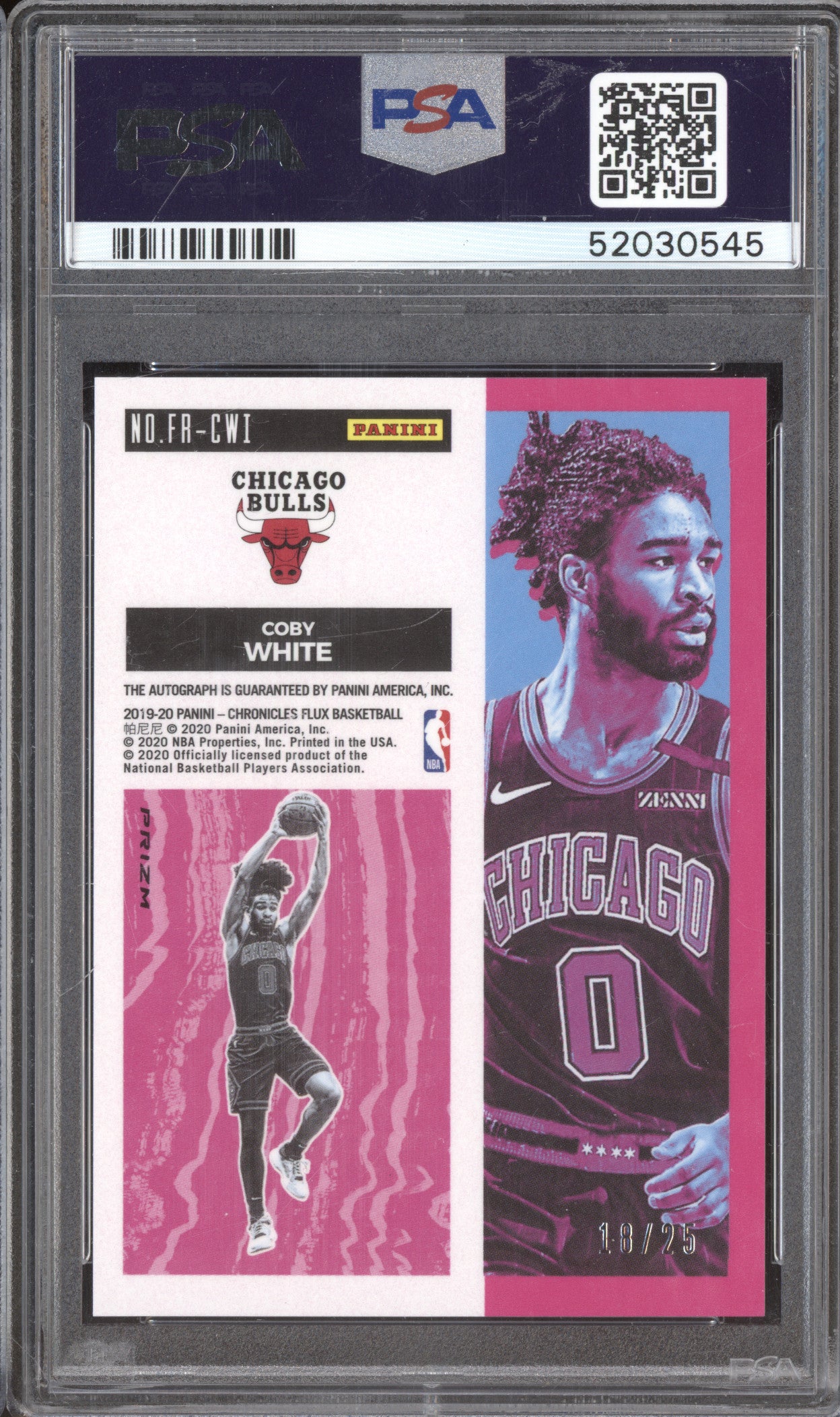 2019-20 Panini Chronicles FRCWI Coby White Blue Auto RC /25 PSA 10