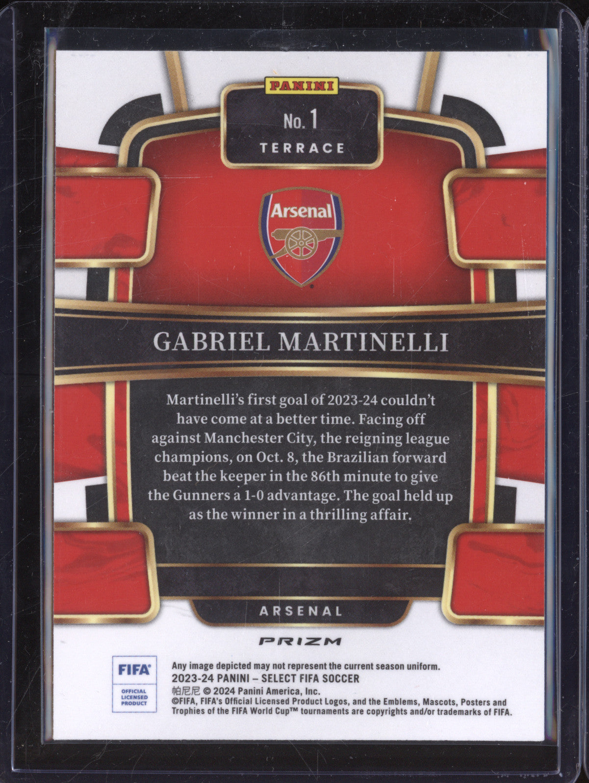 Gabriel Martinelli 2023-24 Panini Select FIFA 1 Blue