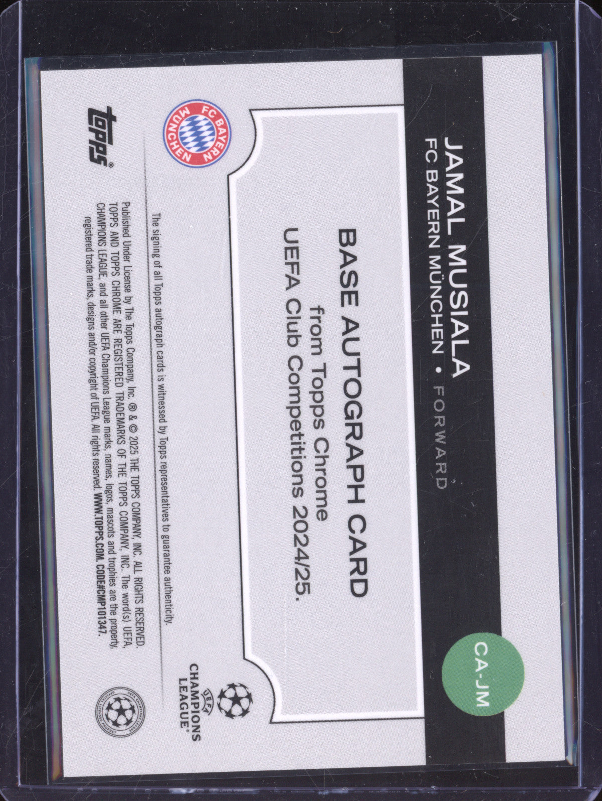 Jamal Musiala 2024-25 Topps Chrome CA-JM Toppsfractor Auto 30/52