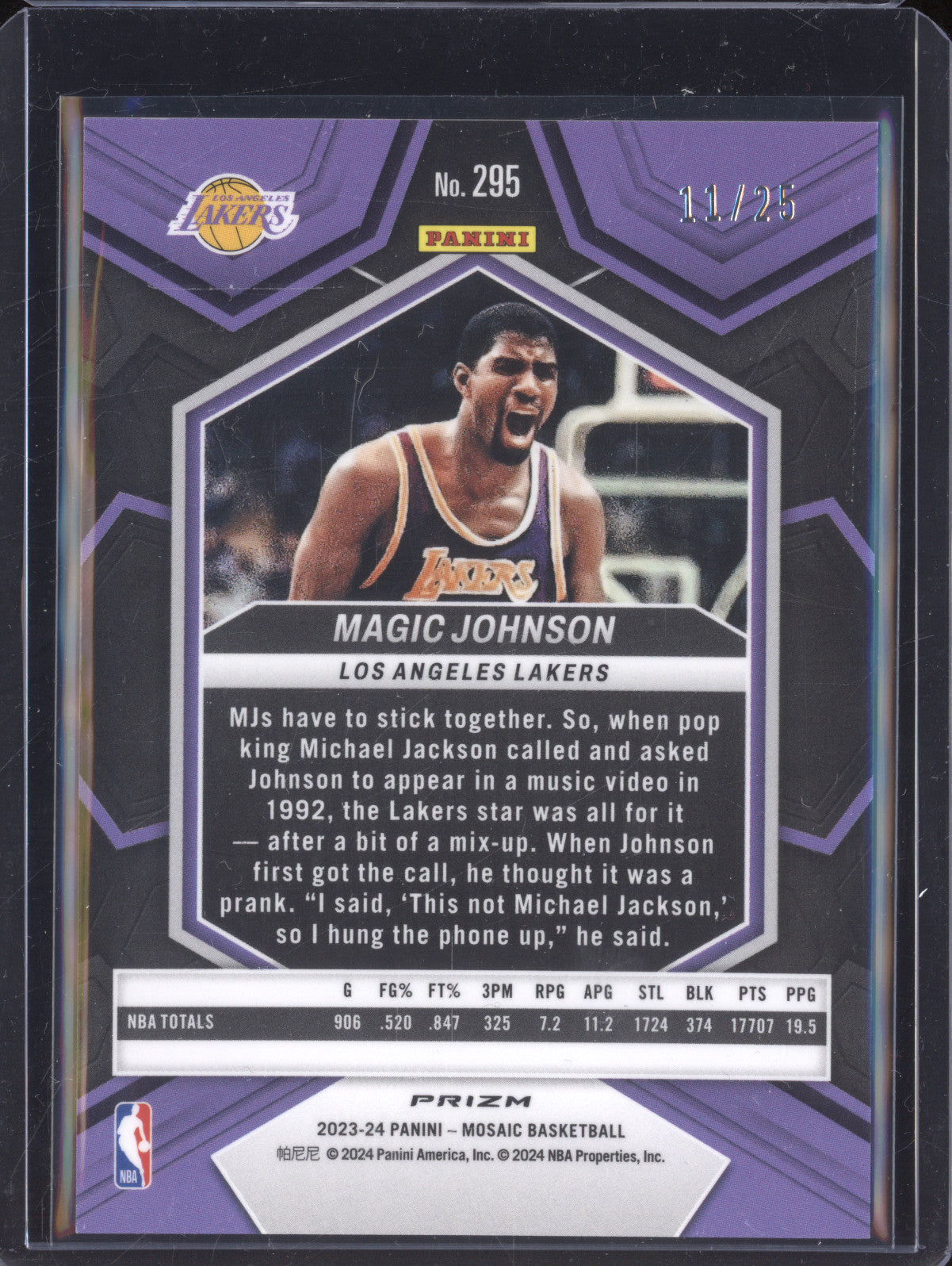 Magic Johnson 2023-24 Panini Mosaic 295 International Blue 11/25