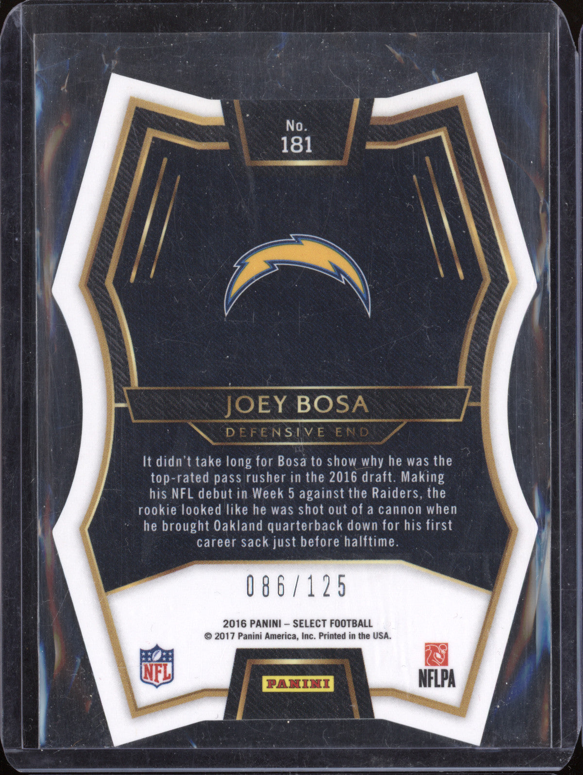Joey Bosa 2016 Panini Select 181 Light Blue Die-Cut RC 86/125