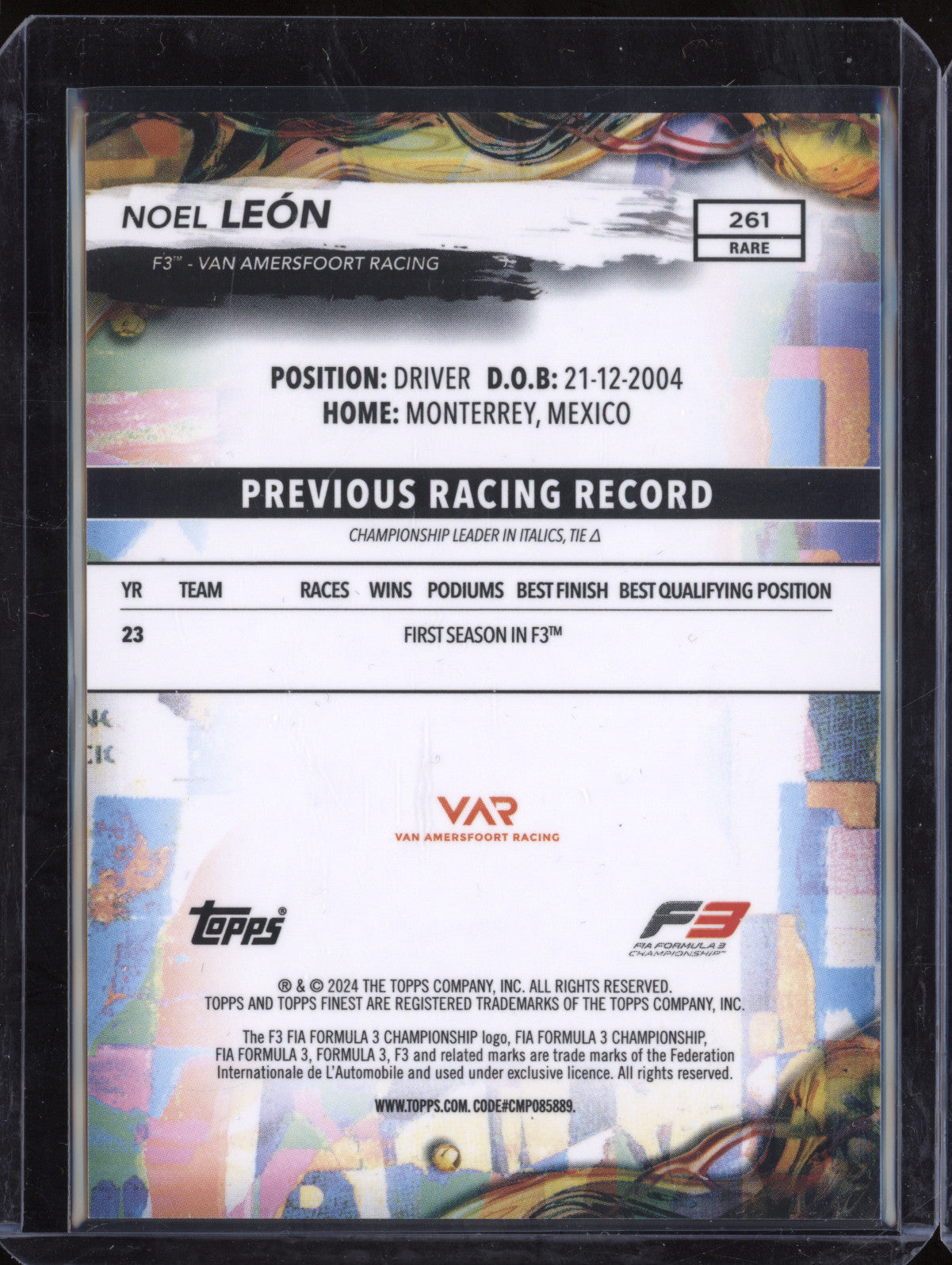 Noel Leon 2024 Topps Finest 261 Rare Black Refractor 12/15