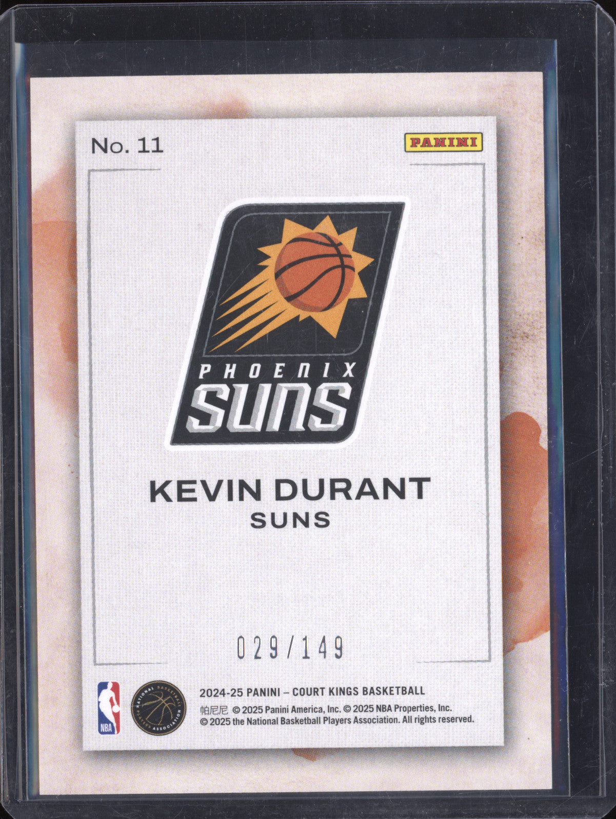 Kevin Durant 2024-25 Panini Donruss 11 Water Color Ruby 29/149
