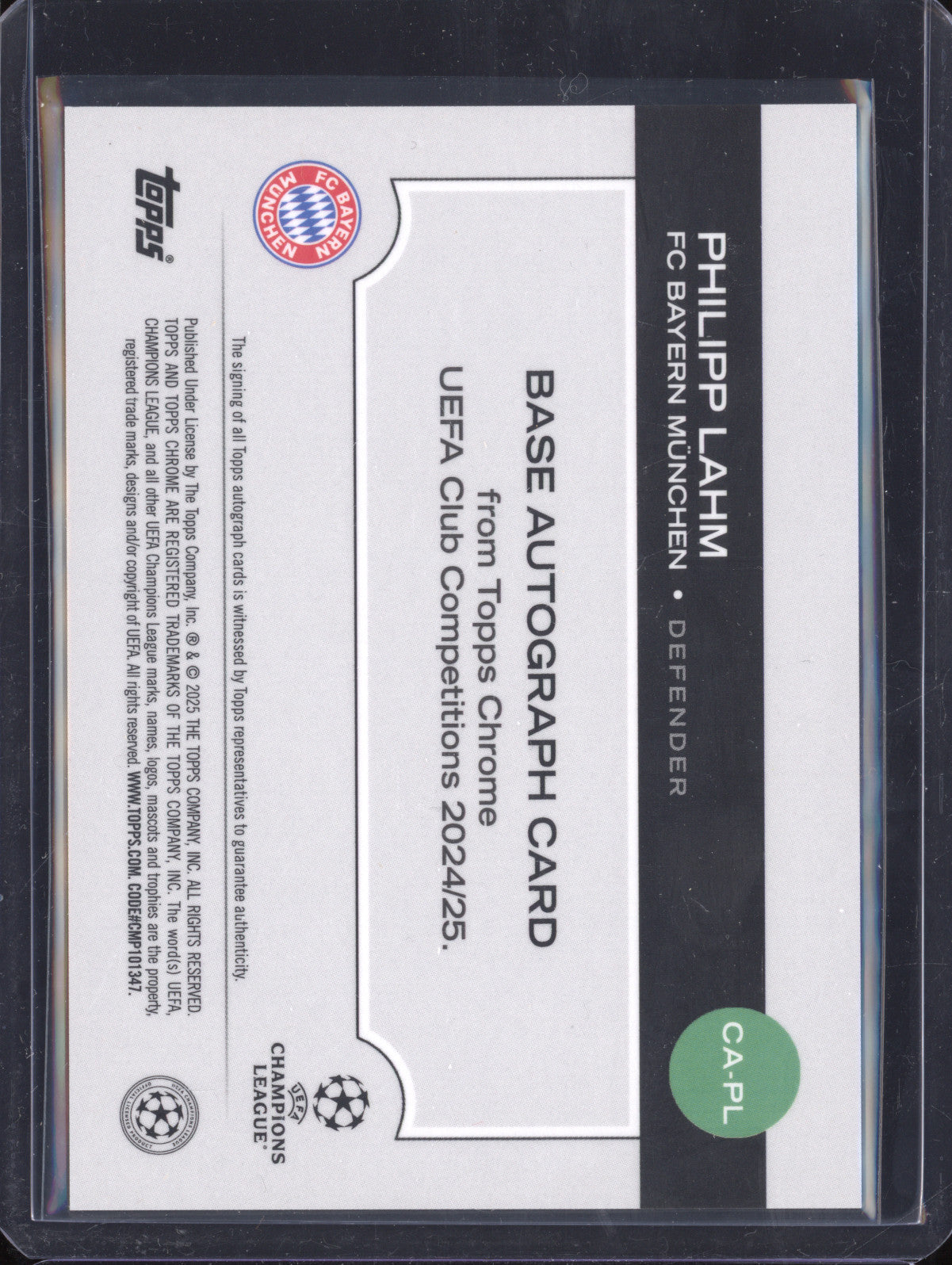 Philipp Lahm 2024-25 Topps Chrome CA-PL Gold Refractor Auto 26/50