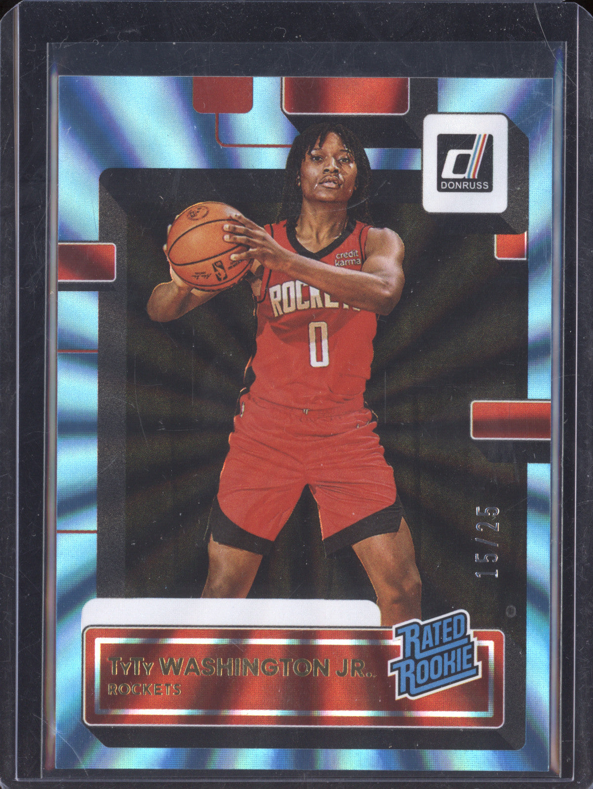 TyTy Washington 2022-23 Panini Donruss 229 Blue Laser Holo Auto RC 15/25