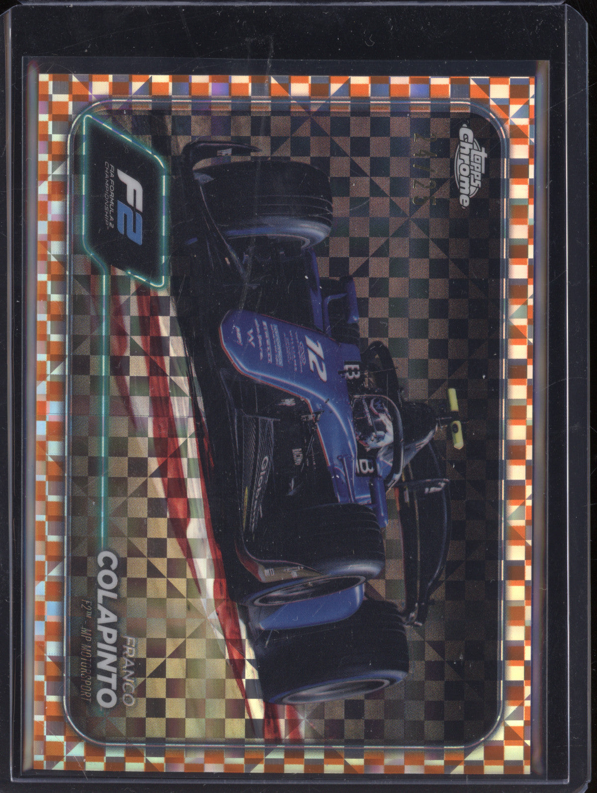 Franco Colapinto 2024 Topps Chrome 96 Checker Flag Orange Refractor 24/25