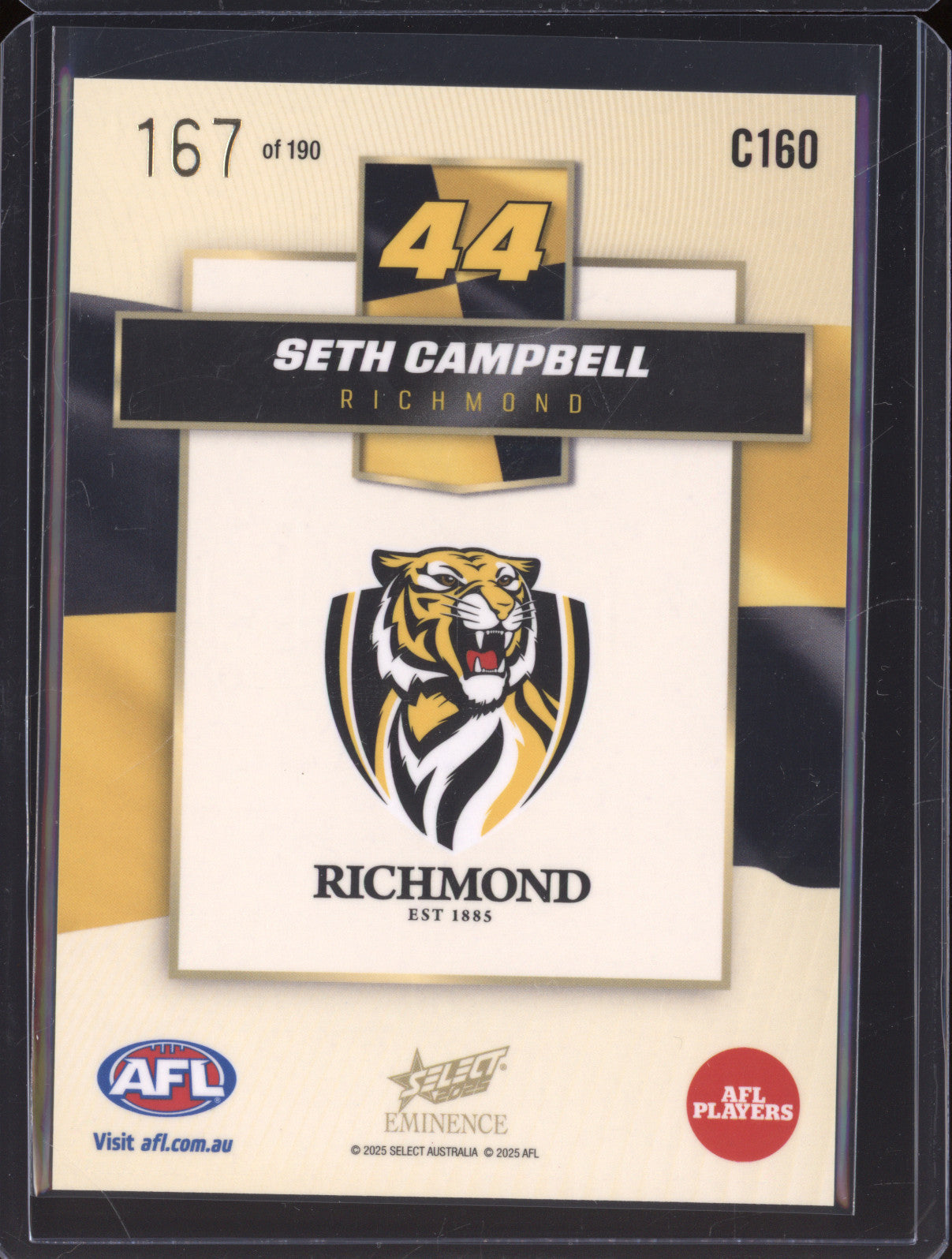 2025 AFL Select Eminence Colours 160 Seth Campbell 167/190