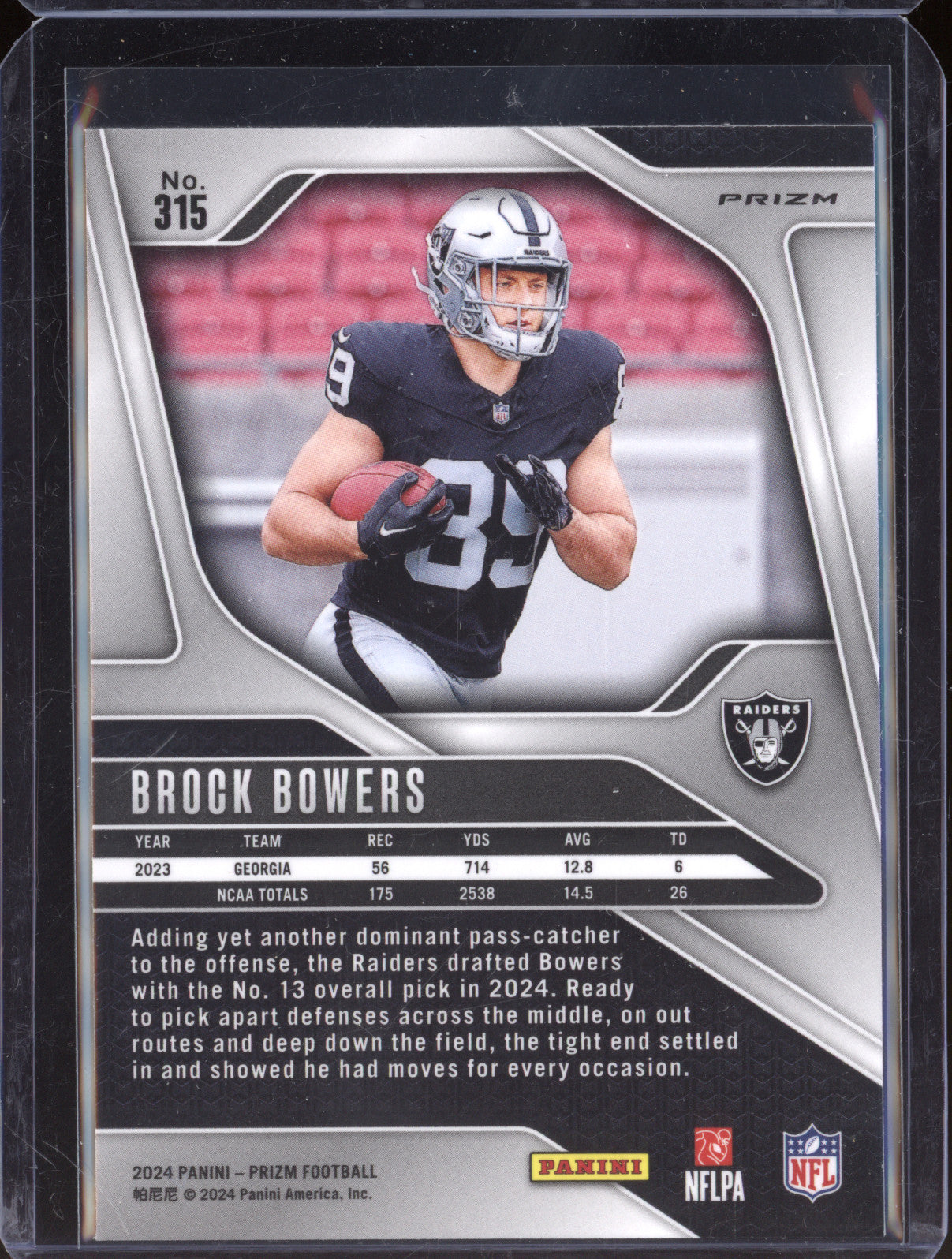 2024 Panini Prizm Football 315 Brock Bowers Red White & Blue Prizm RC