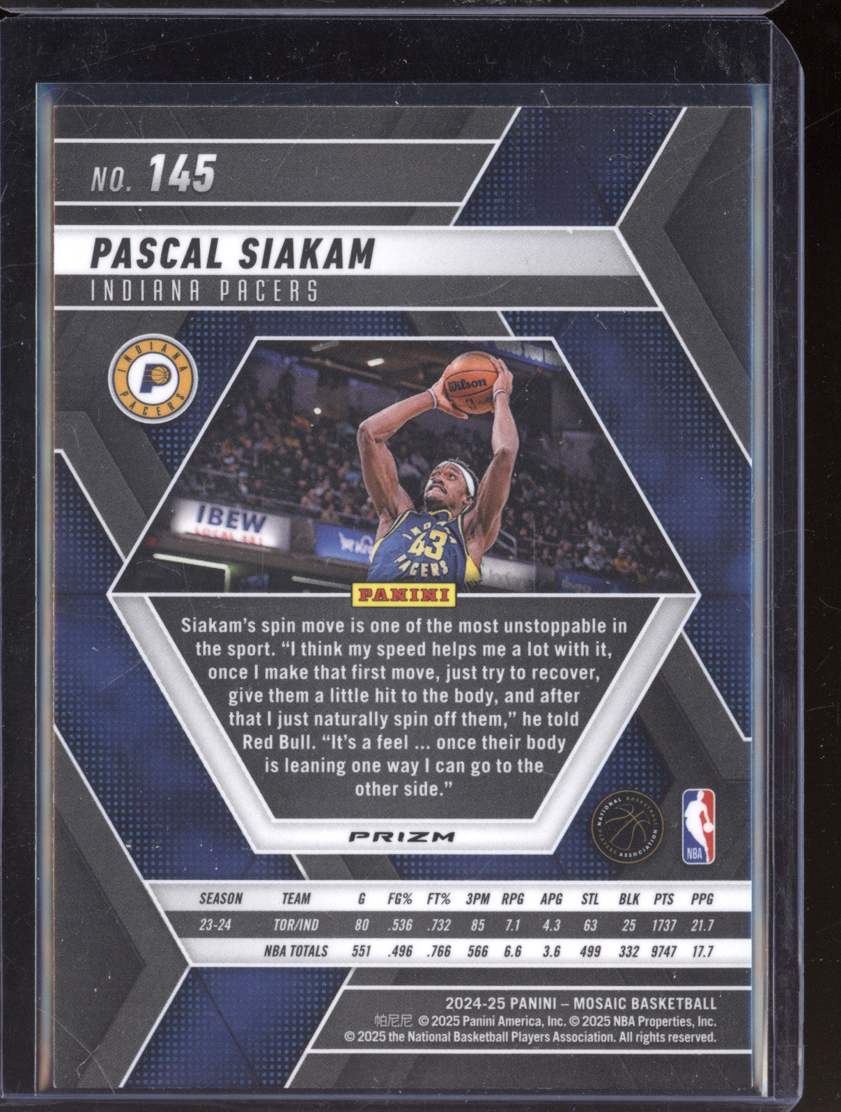 Pascal Siakam 2024-25 Panini Mosaic 145 Honeycomb