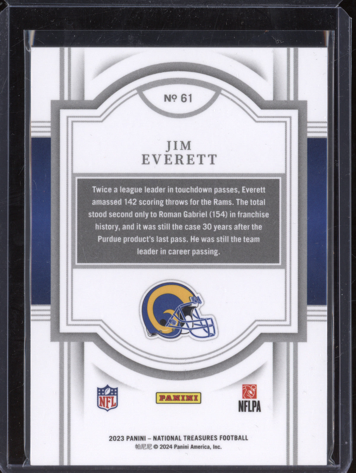 Jim Everett 2023 Panini National Treasures 61 Purple 13/49