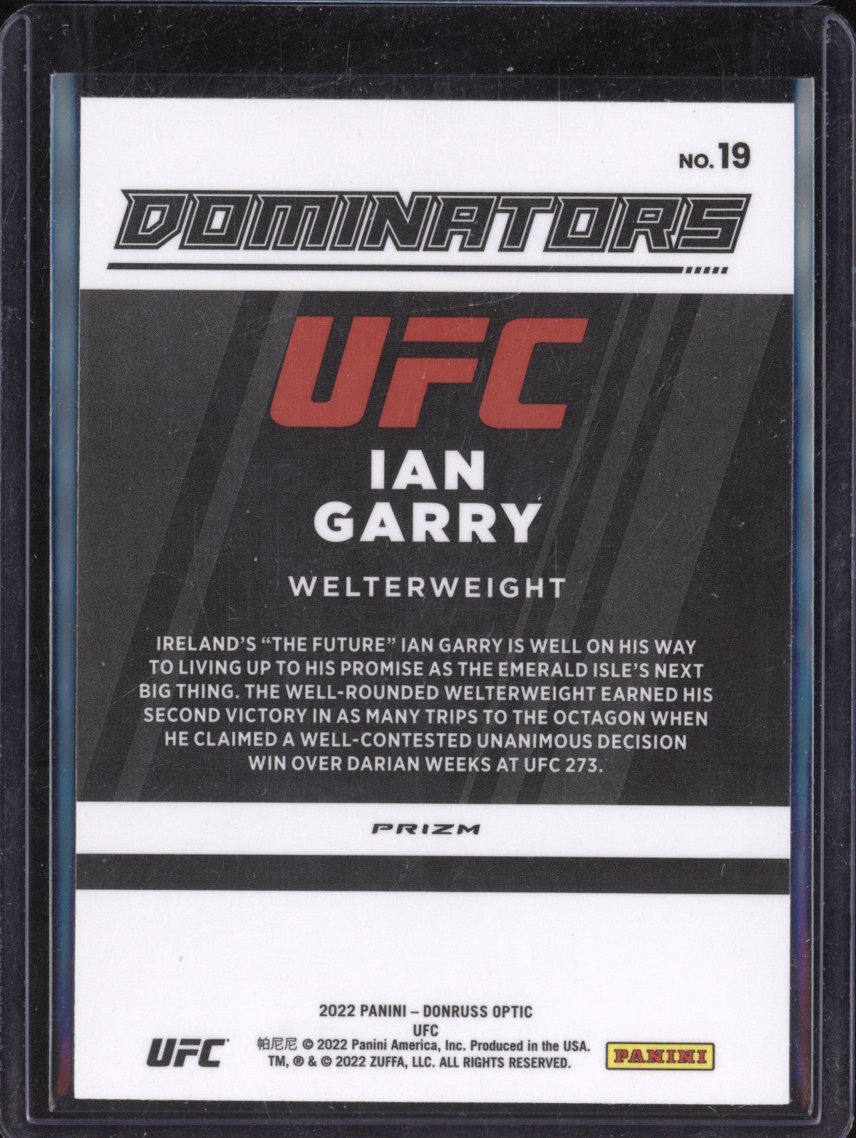 Ian Garry 2022 Panini Donruss Optic 19 Dominators Holo RC