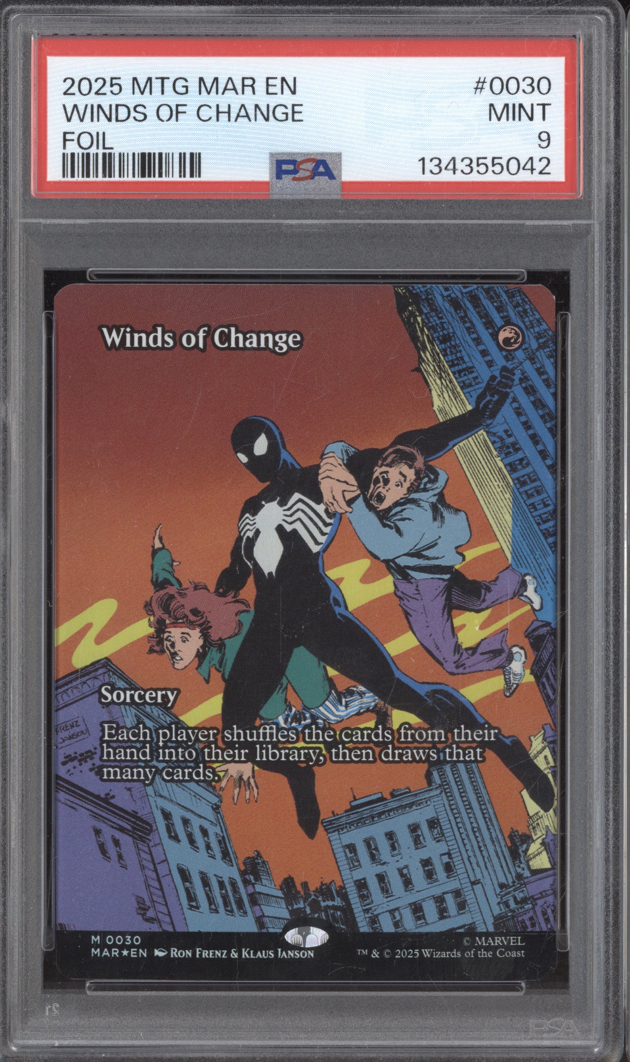 2025 MTG Marvel Spider-Man 0030 Winds of Change Foil PSA 9