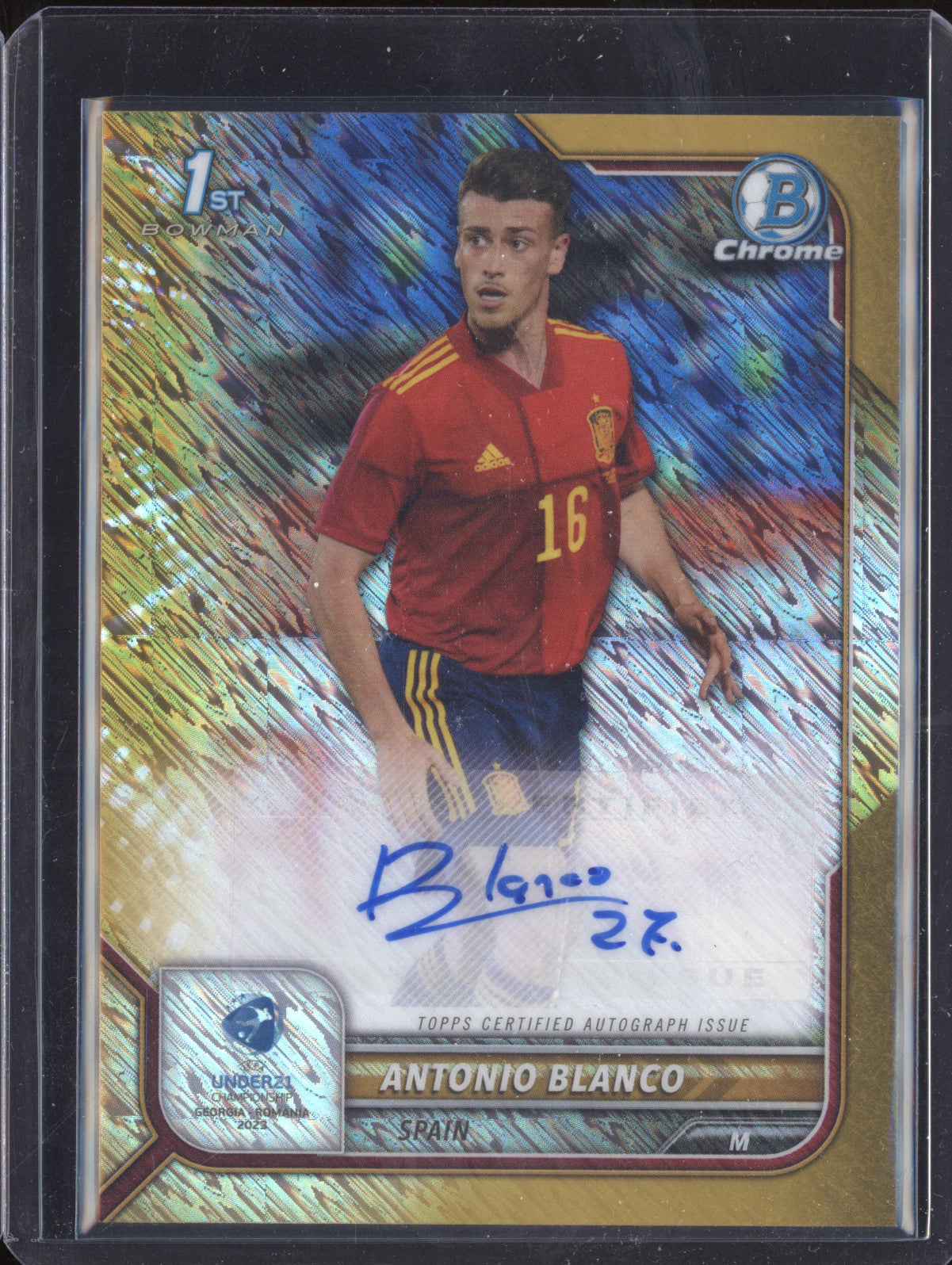 Antonio Blanco 2022 Bowman Chrome Under 21 Euro CA-BL 1st Gold Shimmer Auto /50