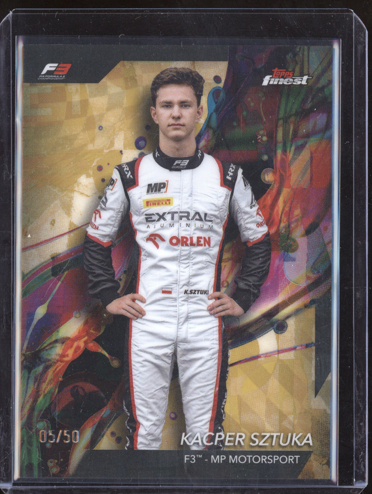 Kacper Sztuka 2024 Topps Finest 50 Common Gold Refractor 5/50