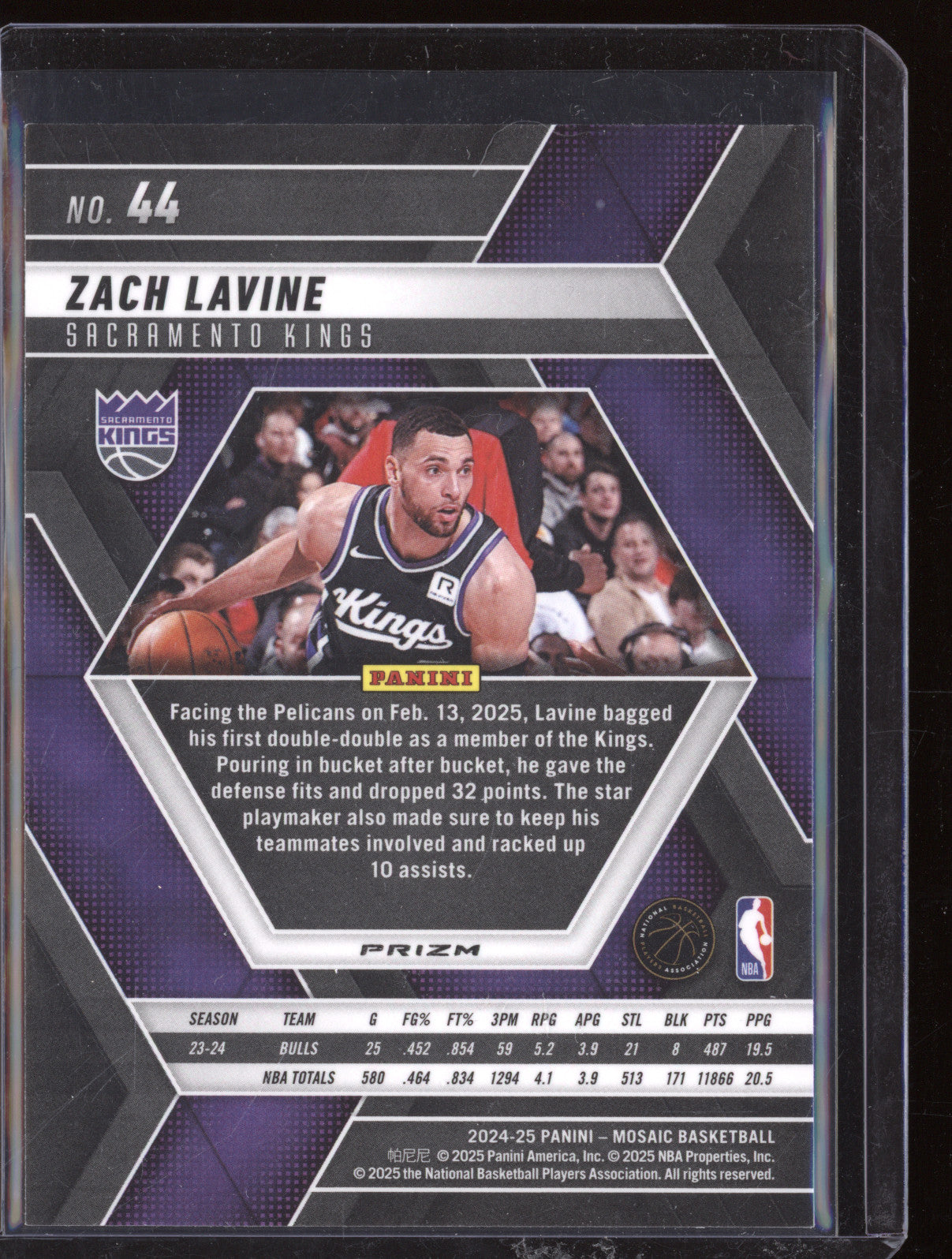Zach Lavine 2024-25 Panini Mosaic 44 Honeycomb