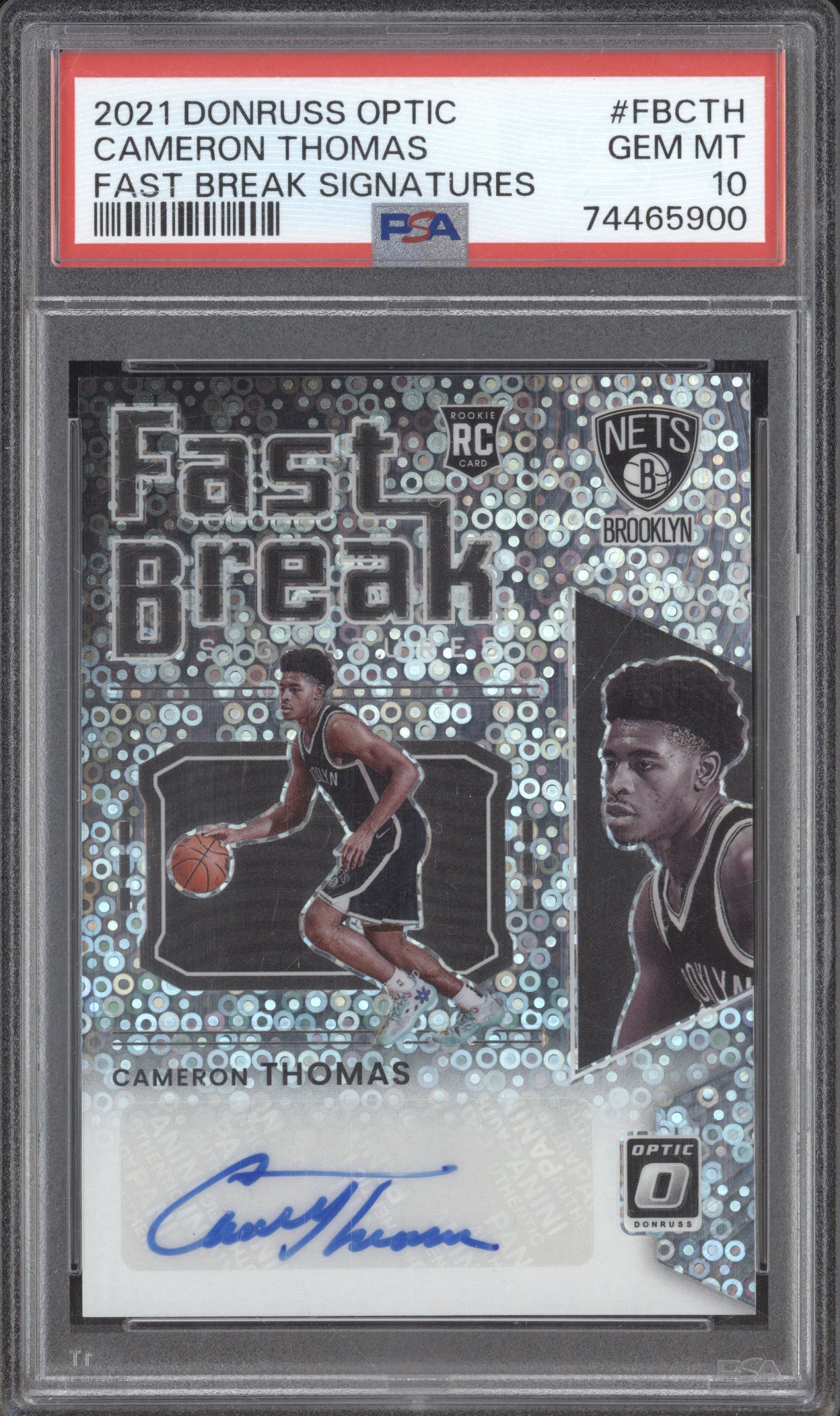 2021 Donruss Optic #FBCTH Cameron Thomas Fast Break Signatures Auto RC PSA 10