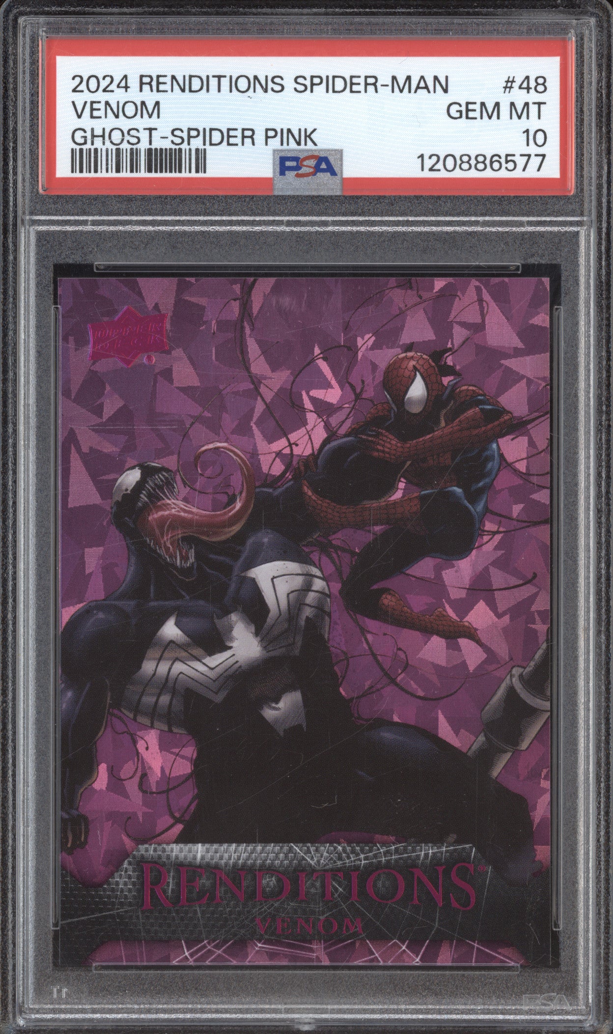 Venom 2024 Upper Deck Renditions Spider-Man 48 Ghost-Spider Pink 78/199 PSA 10
