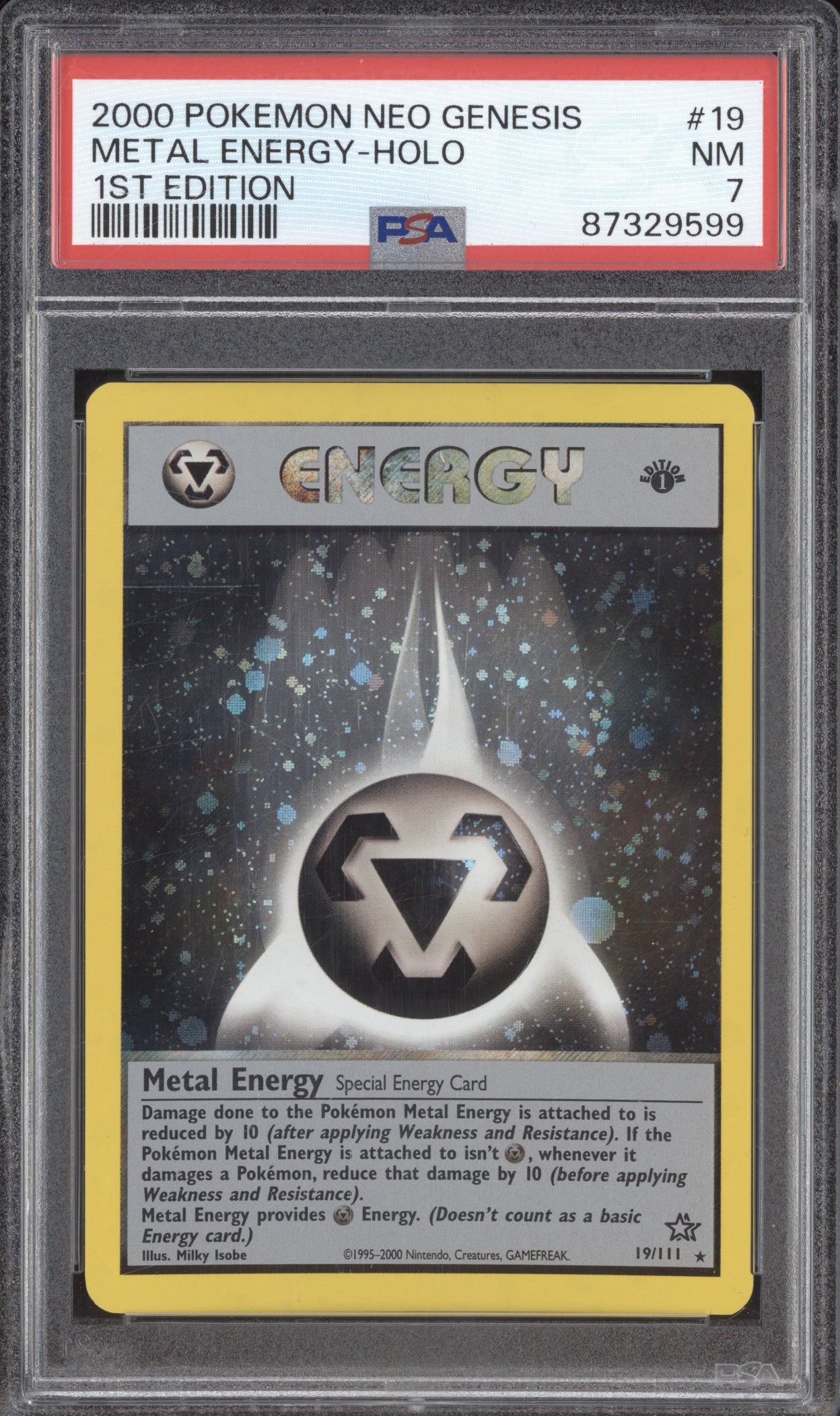Metal Energy 2000 Pokemon Neo Genesis 19/111 Holo 1st Edition PSA 7