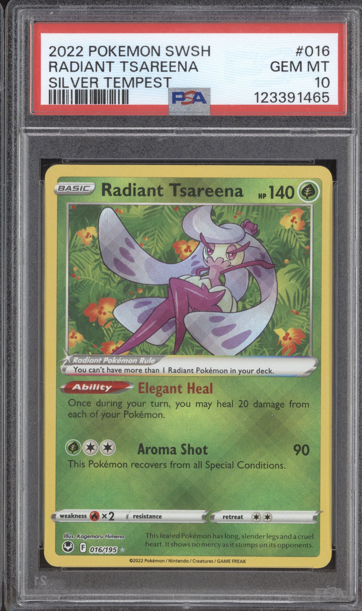 2022 Pokemon Silver Tempest 016/195 Radiant Tsareena PSA 10