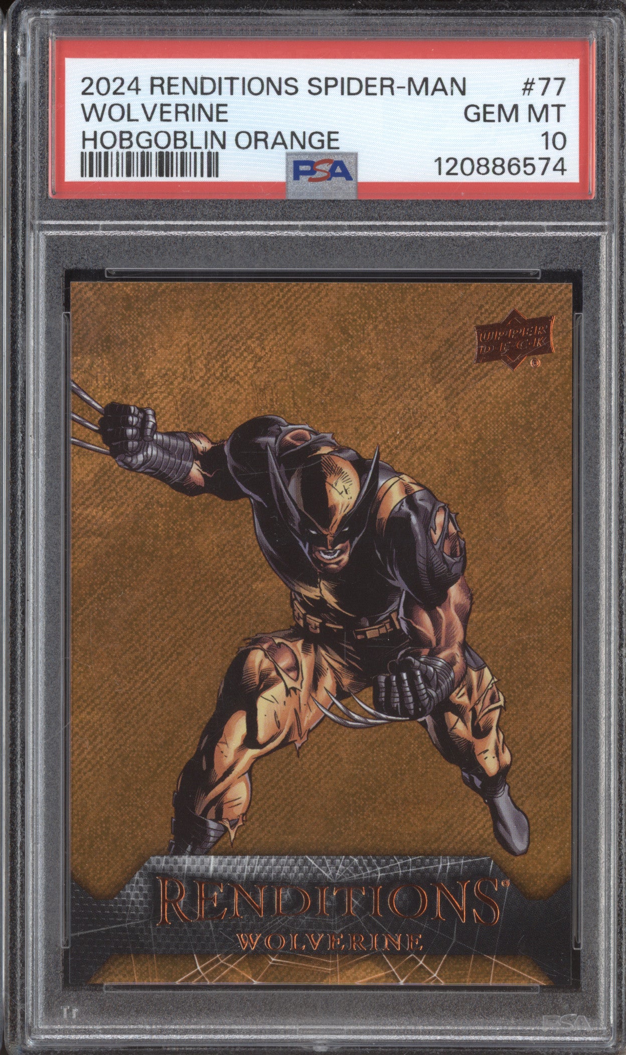Wolverine 2024 Upper Deck Renditions Spider-Man 77 Hobgoblin Orange /299 PSA 10