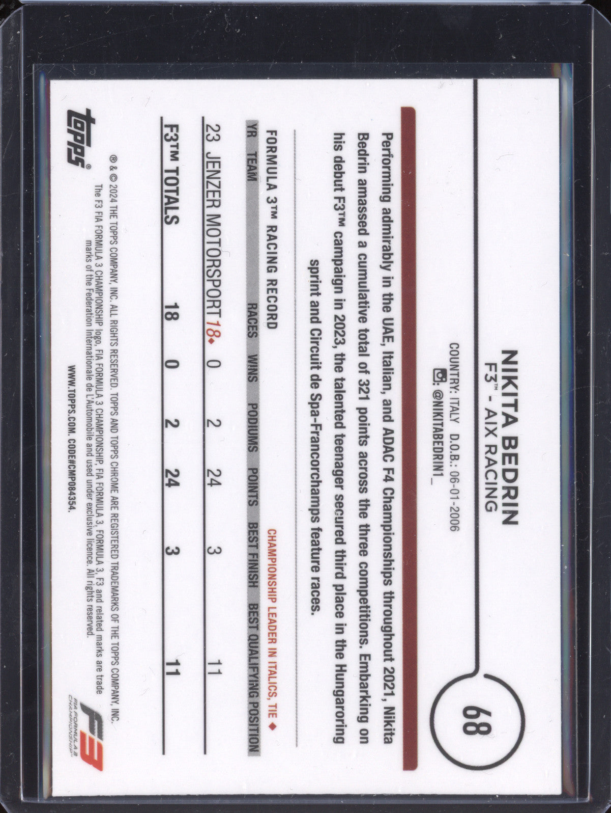 Nikita Bedrin 2024 Topps Chrome F1 68 Checker Flag Gold 23/50