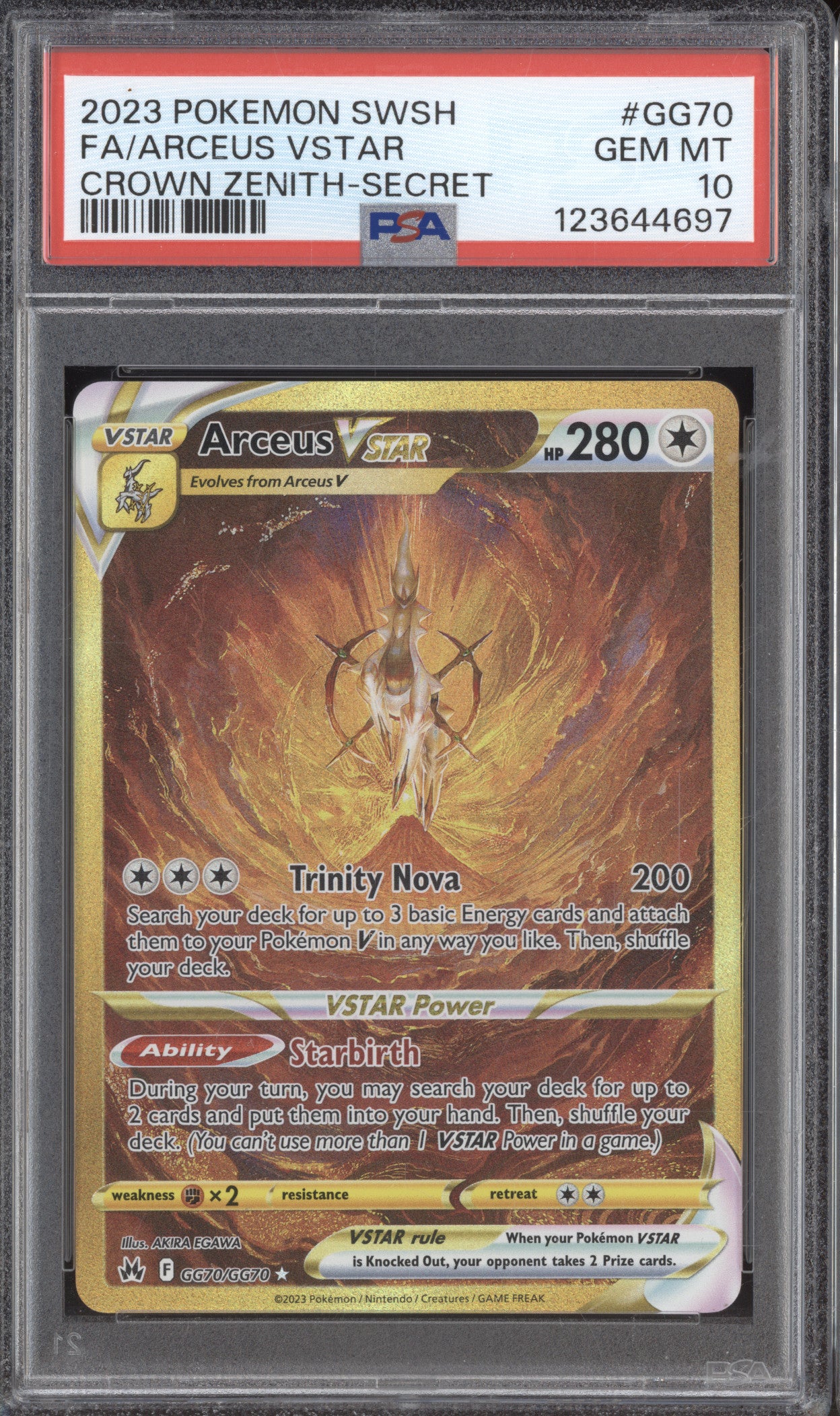 2023 Pokemon Crown Zenith GG70 Arceus VSTAR Secret PSA 10