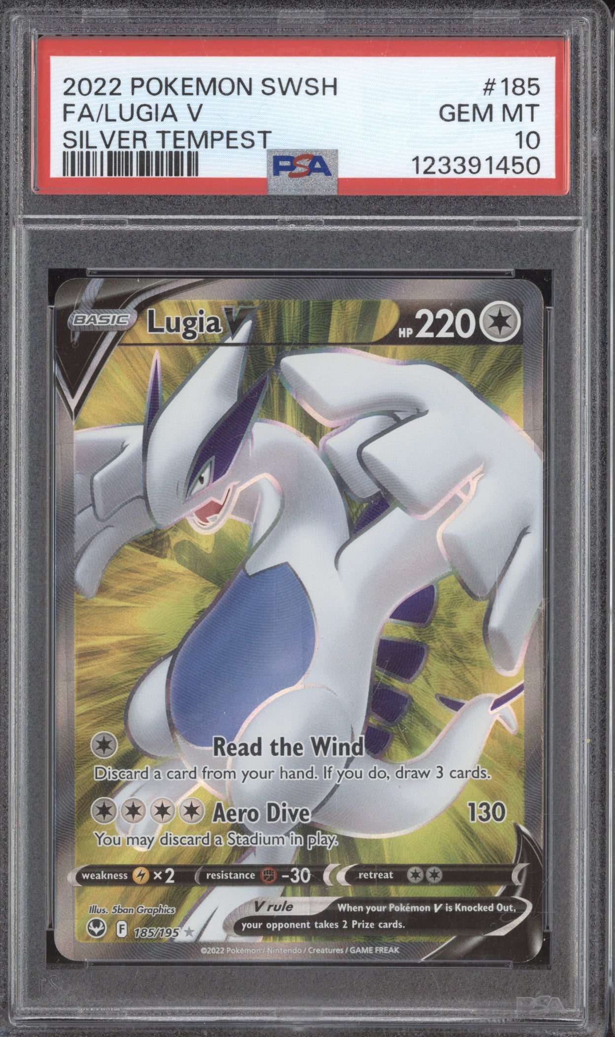 2022 Pokemon Silver Tempest 185/195 Lugia V PSA 10
