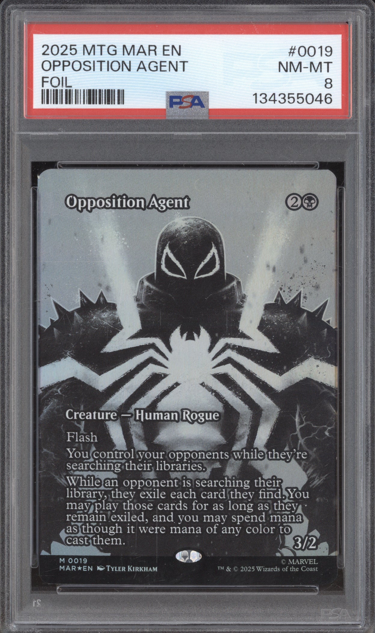 2025 MTG Marvel Spider-Man 0019 Opposition Agent Foil PSA 8