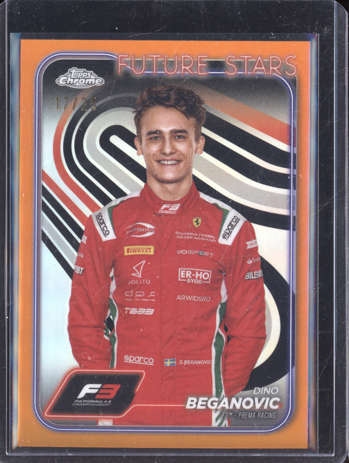 Dino Beganovic 2024 Topps Chrome F1 43 Orange Refractor 17/25