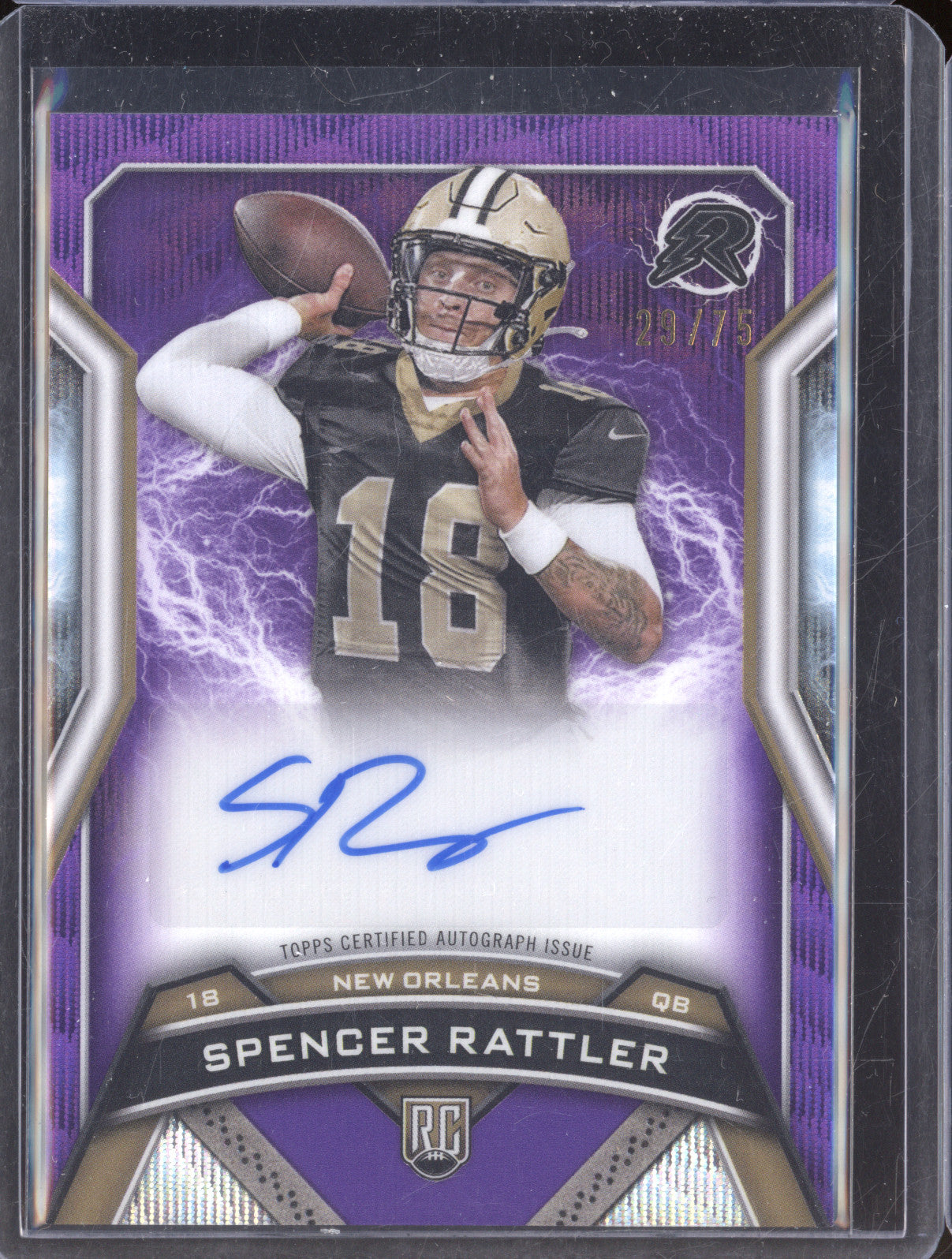 2024 Topps Resurgence Football RRS-SR Spencer Rattler Purple Auto RC 29/75