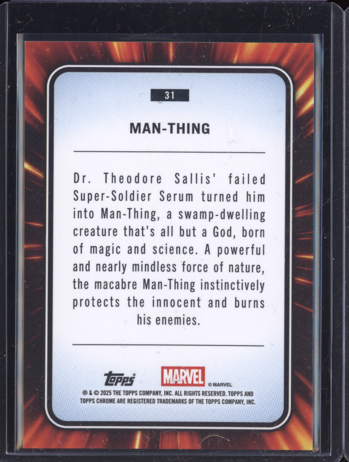 Man-Thing 2025 Topps Chrome 31 Purple Shimmer Refractor 3/75