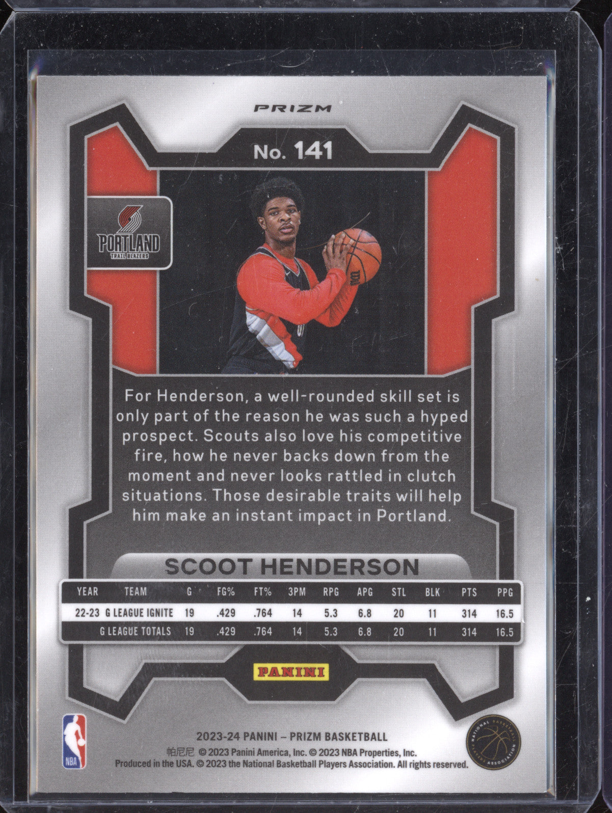 Scoot Henderson 2023-24 Panini Prizm 141 Silver RC