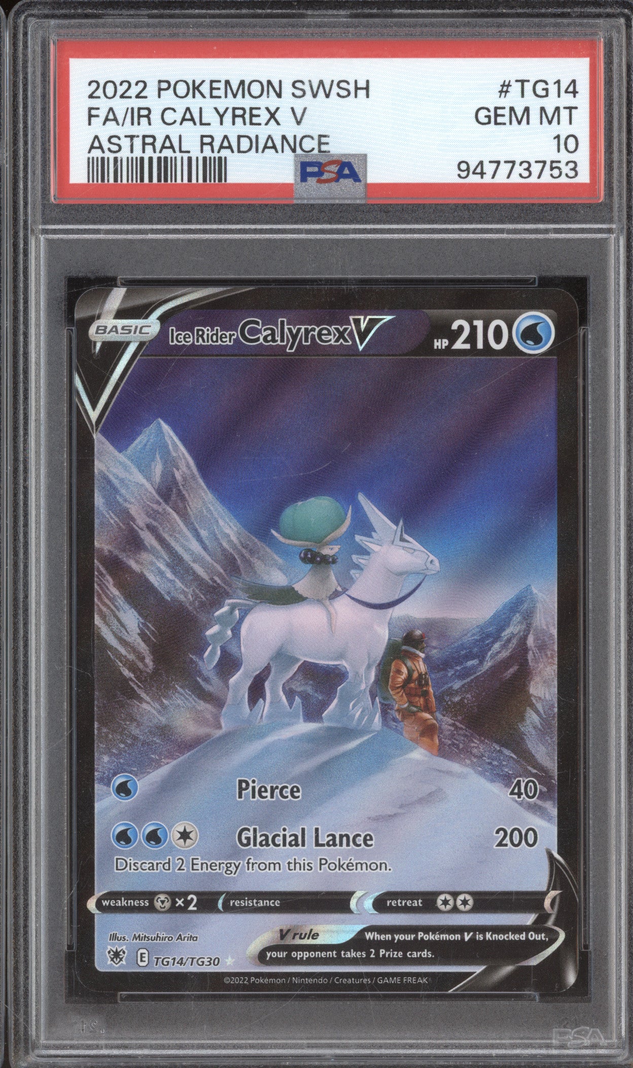 2022 Pokemon Astral Radiance Ice Rider Calyrex V TG14/TG30 PSA 10