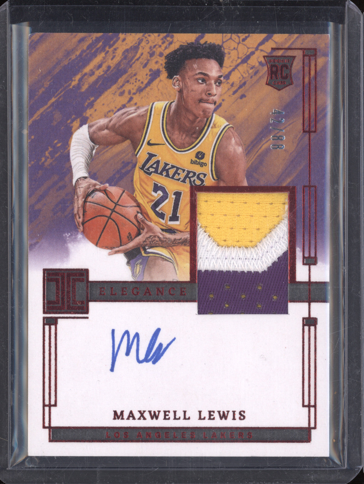 Maxwell Lewis 2023-24 Panini Impeccable 127 Rookie Jersey Auto Int RC 42/88
