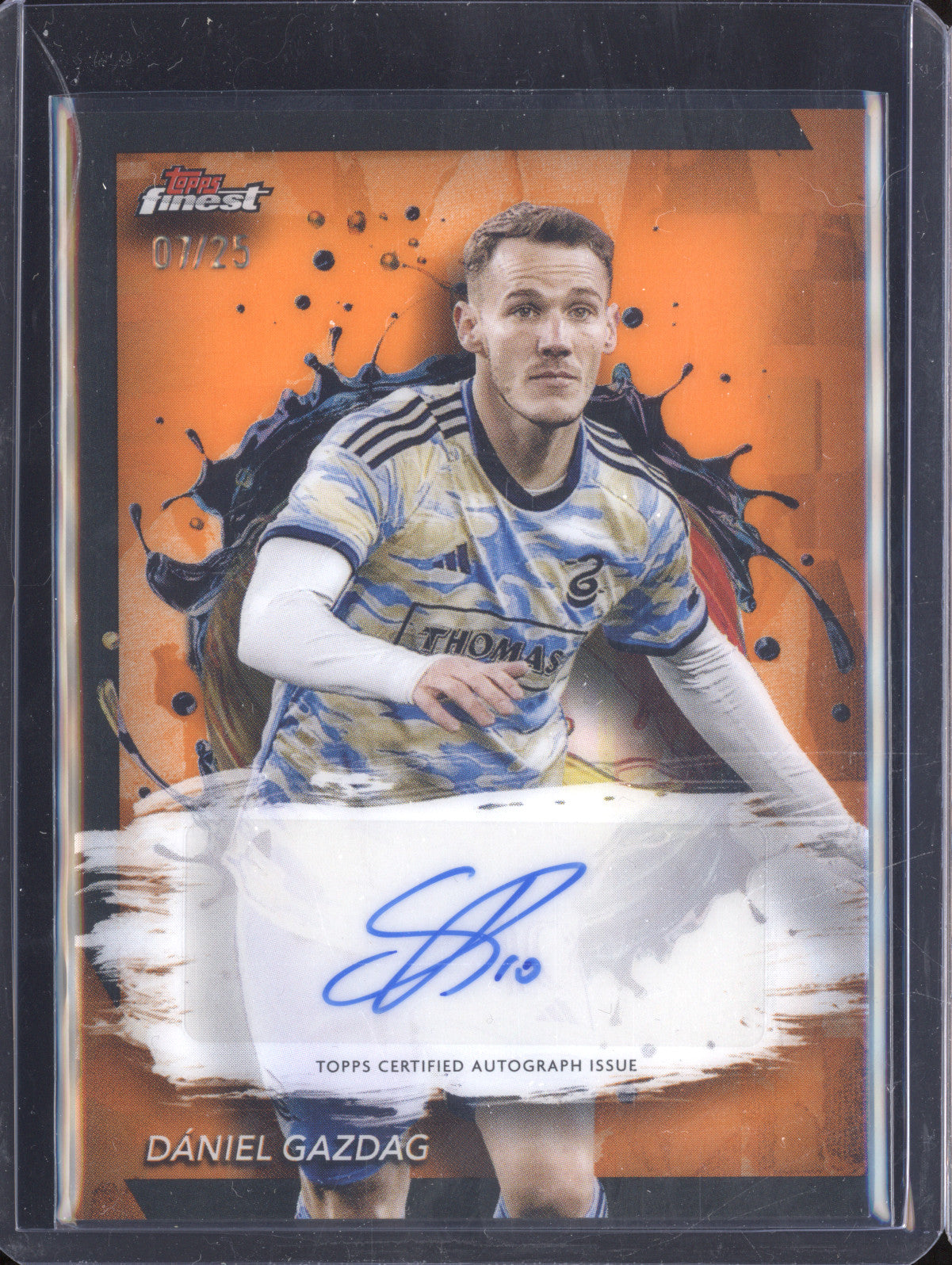 Daniel Gazdag 2024 Topps Finest MLS BA-DG Base Auto Orange 7/25