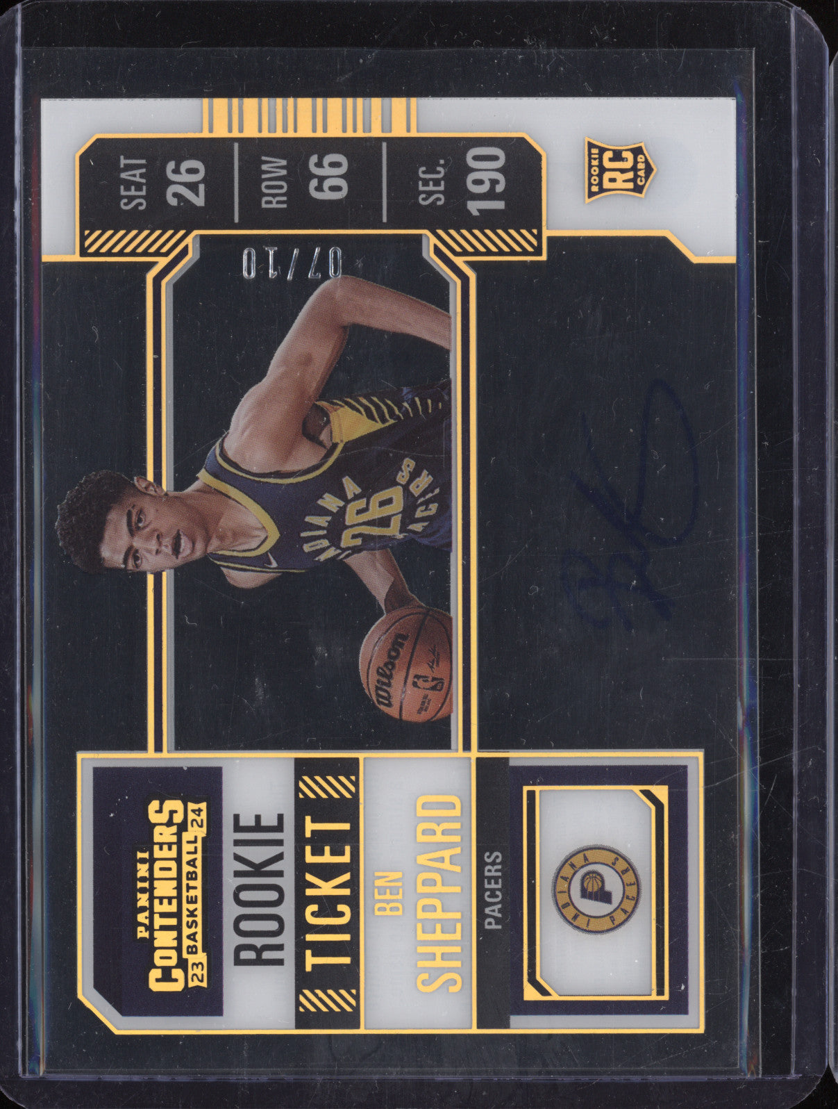 Ben Sheppard 2023-24 Panini Contenders 102 Rookie Ticket Clear Gold RC 7/10