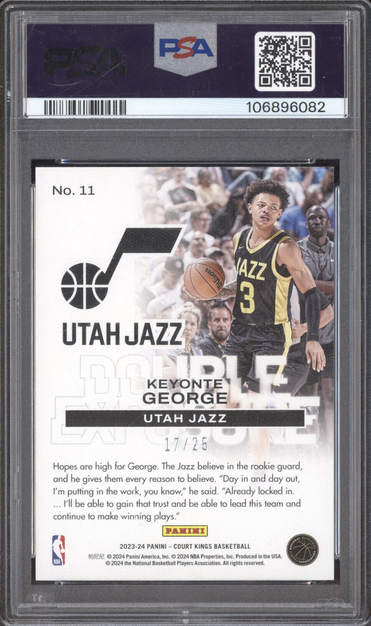 2023 Panini Court Kings 11 Keyonte George Jade Double Exposure /25 RC PSA 9