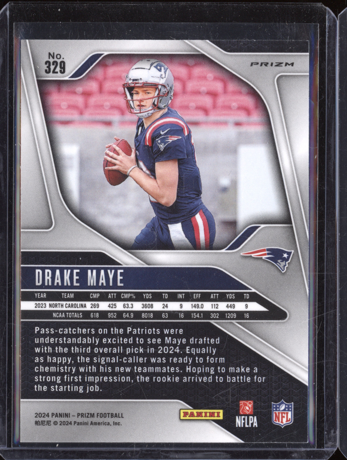 2024 Panini Prizm Football 329 Drake Maye Orange Lazer RC