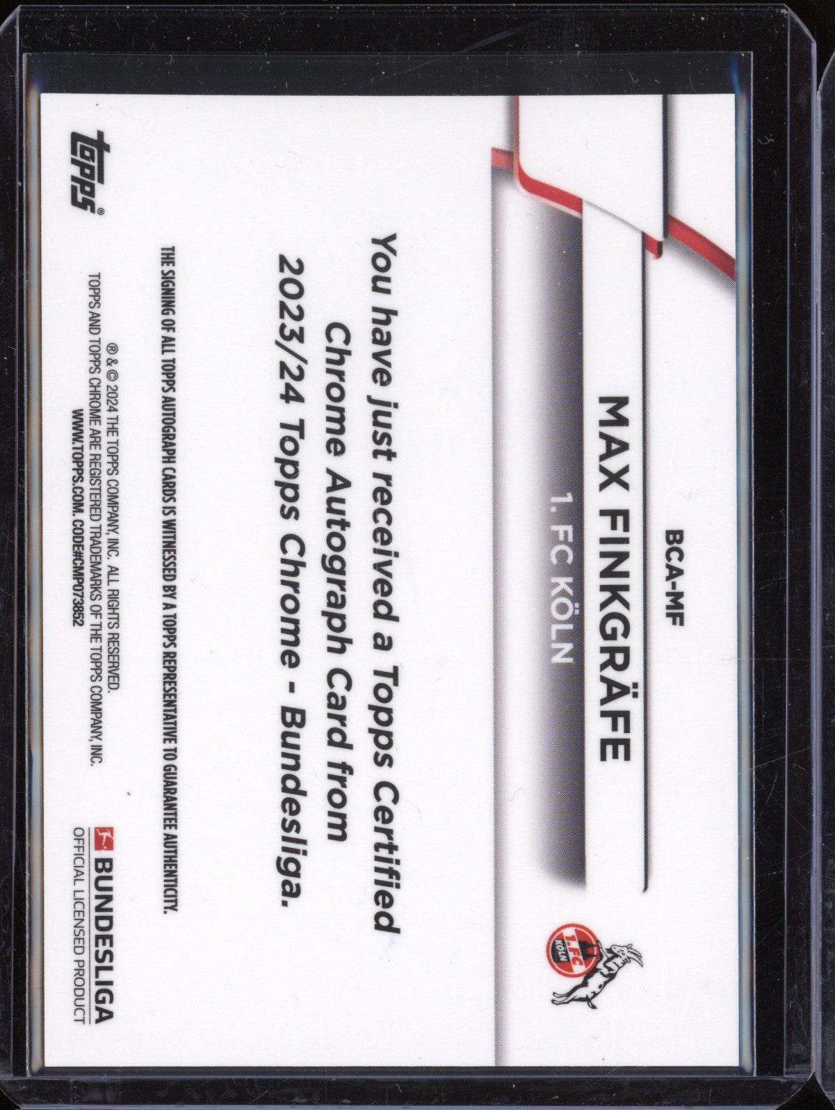 Max Finkgrafe 2023-24 Topps Chrome Bundesliga BCA-MF Chrome Auto Gold RC 6/50