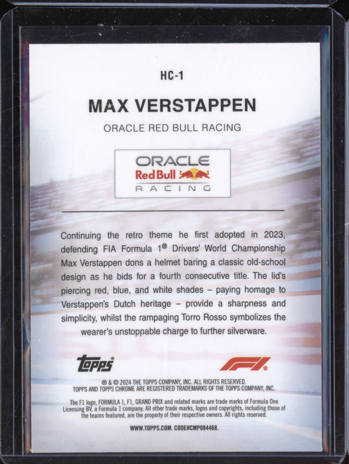 Max Verstappen 2024 Topps Chrome HC-1 Helmet Collection