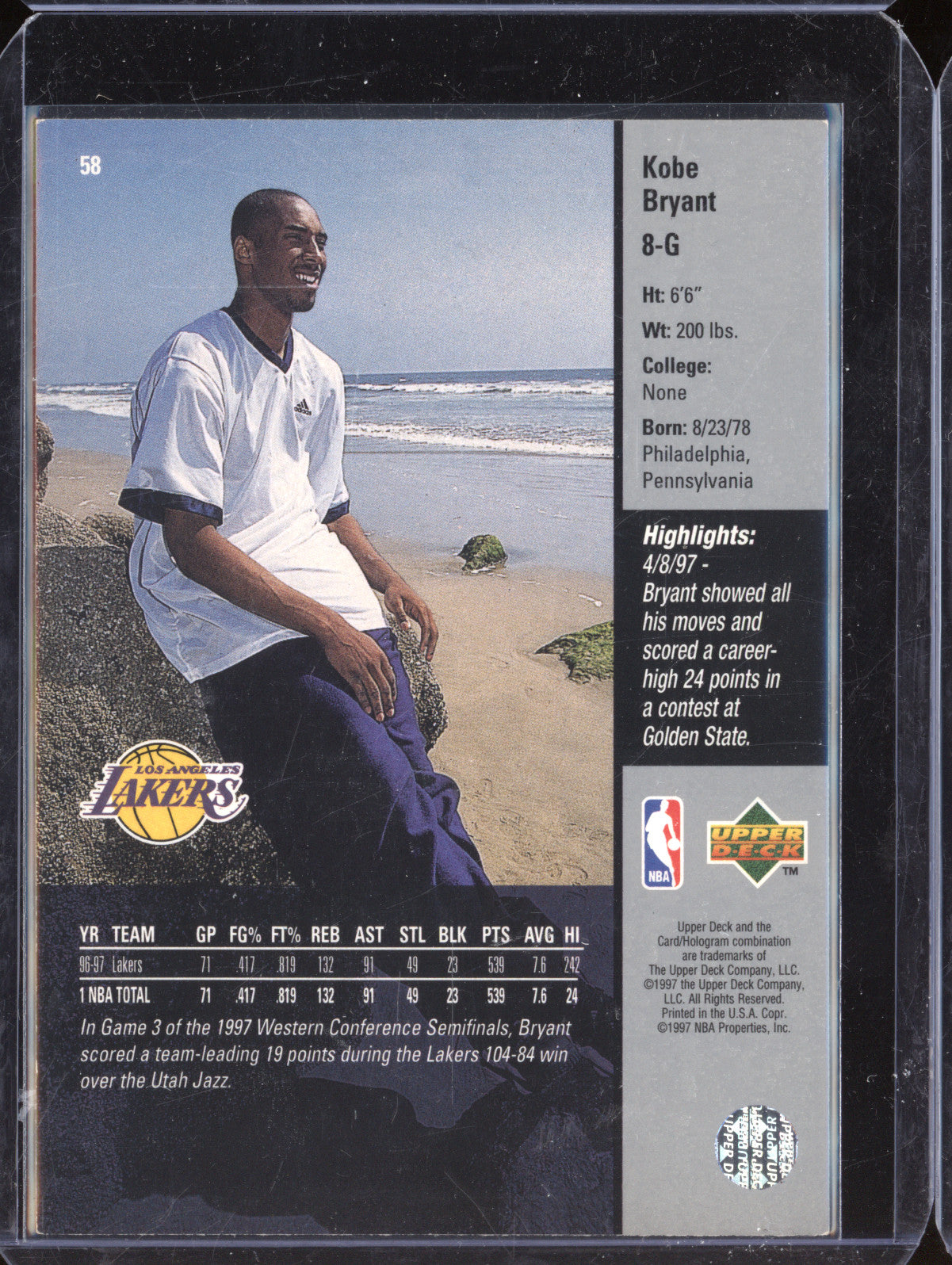 Kobe Bryant 1997-98 Upper Deck 58