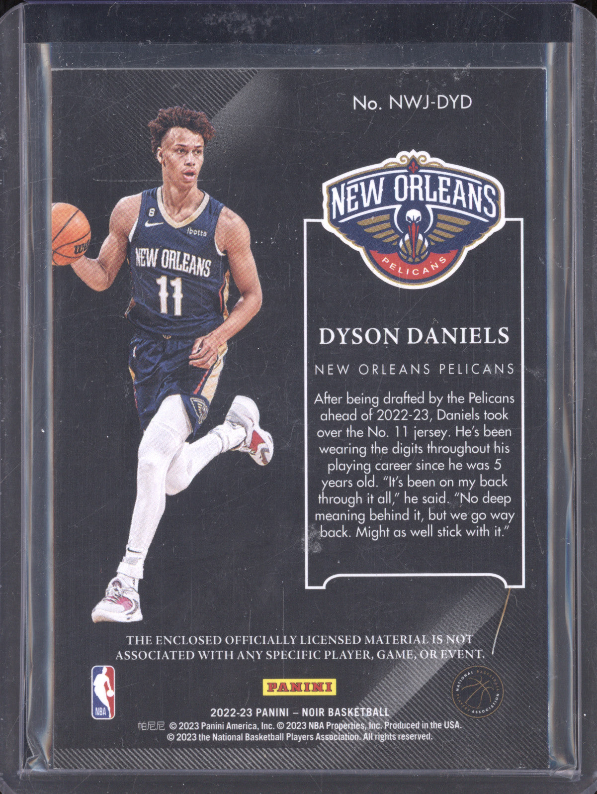 Dyson Daniels 2022-23 Panini Noir NWJ-DYD New Wave Jerseys 71/99