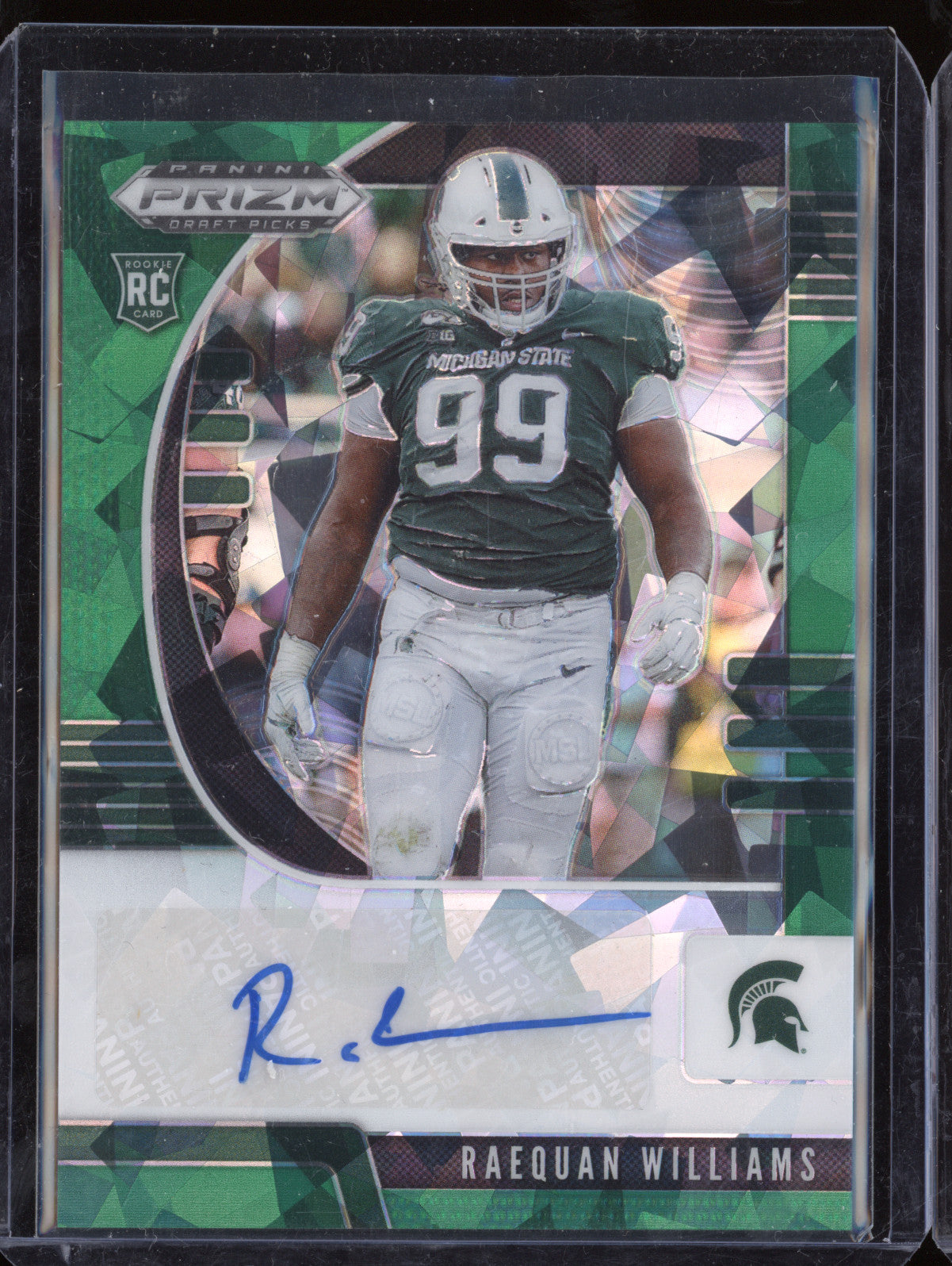 Raequan Williams 2020 Panini Prizm Draft Picks Draft Picks Auto Green Ice RC /18