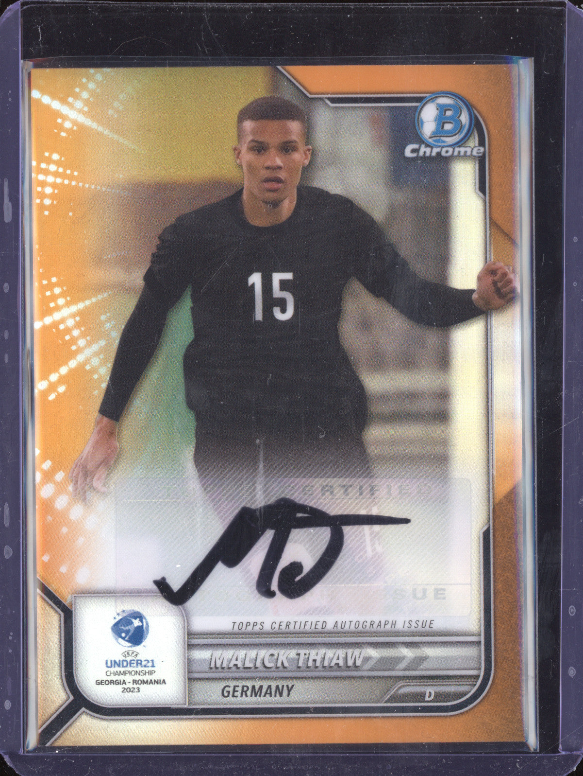 Malick Thiaw 2022 Bowman Chrome Under 21 Euro CA-MT 1st Orange Auto 8/25