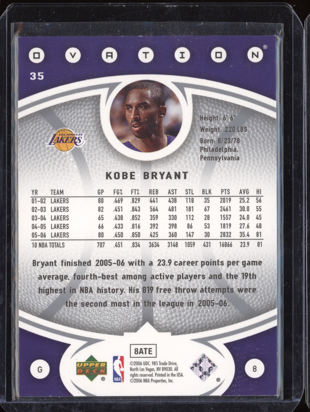 Kobe Bryant 2006-07 Upper Deck 35 Ovation
