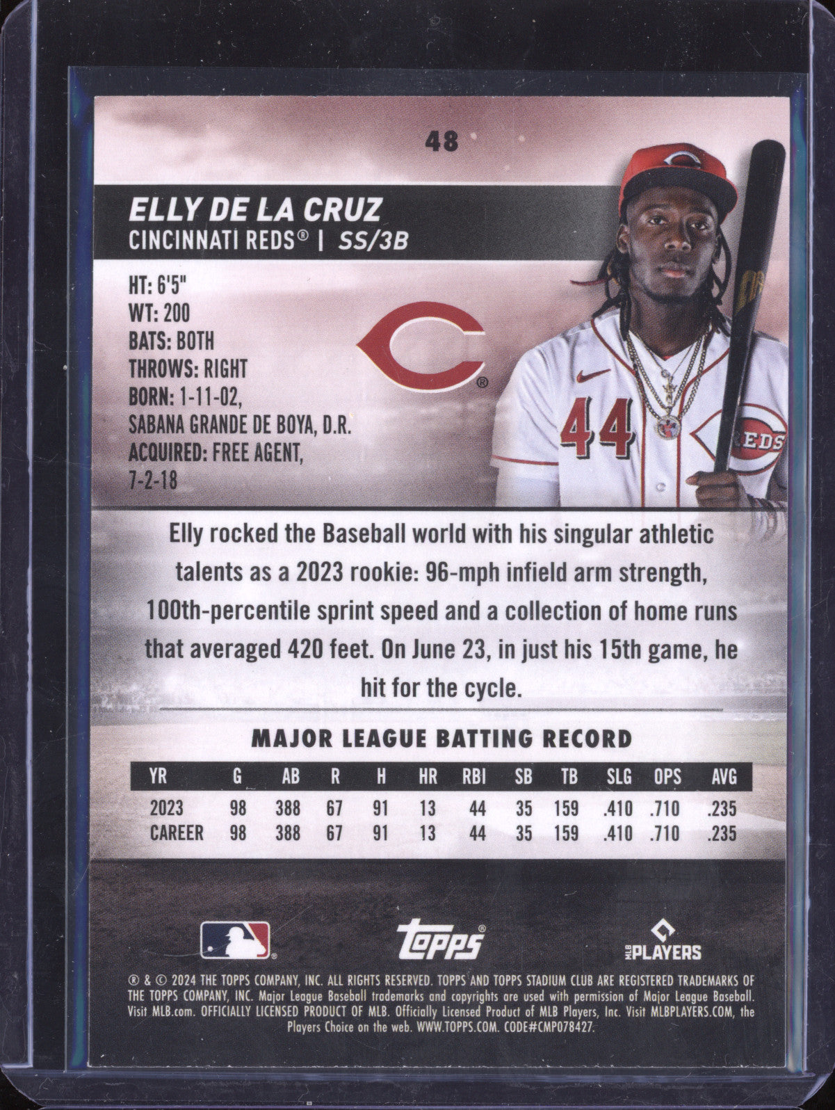 Elly De La Cruz 2024 Topps Stadium Club 48 Black and White